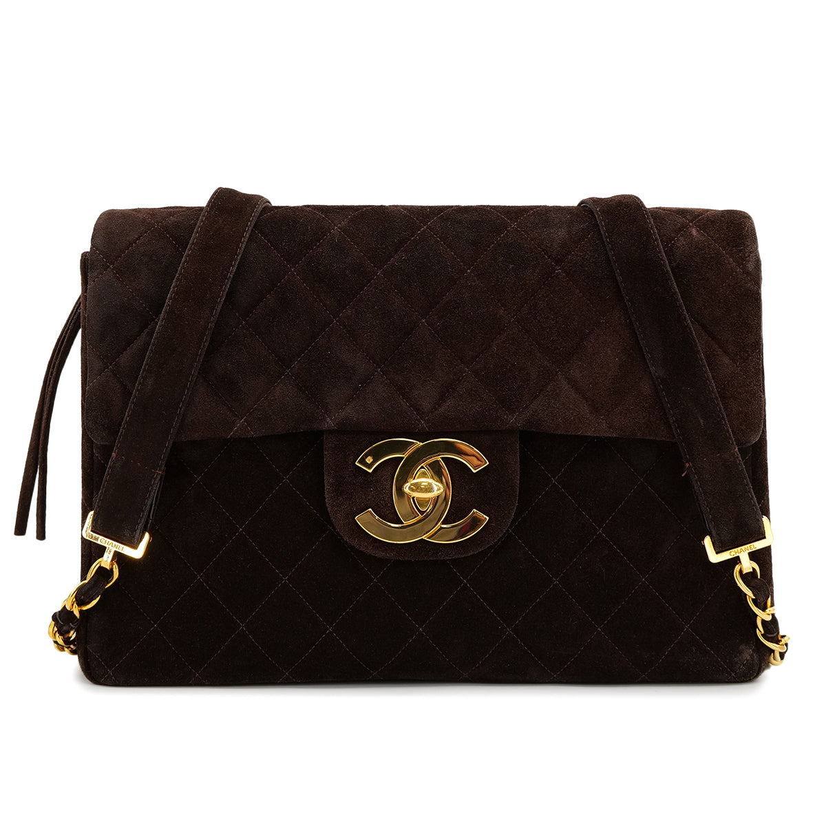 VINTAGE CHANEL MATELASSE CHAIN BACKPACK BROWN SUEDE GOLD HARDWARE 90312674