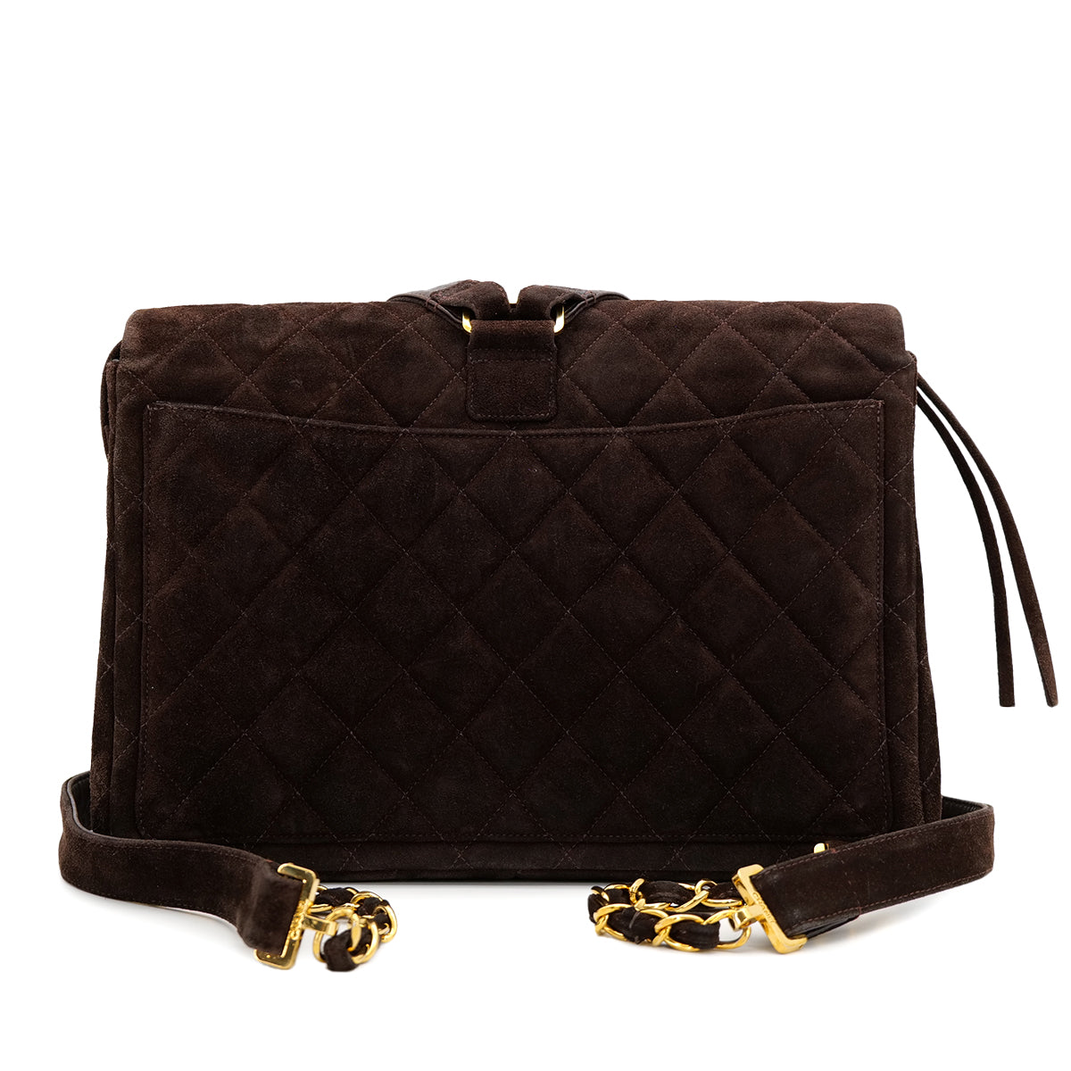 VINTAGE CHANEL MATELASSE CHAIN BACKPACK BROWN SUEDE GOLD HARDWARE 90312674