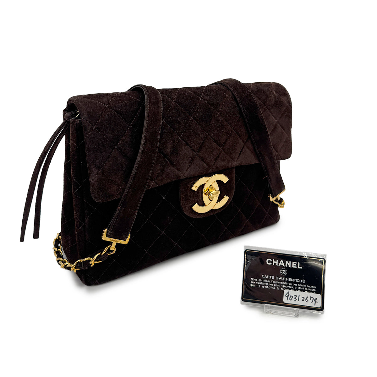 VINTAGE CHANEL MATELASSE CHAIN BACKPACK BROWN SUEDE GOLD HARDWARE 90312674