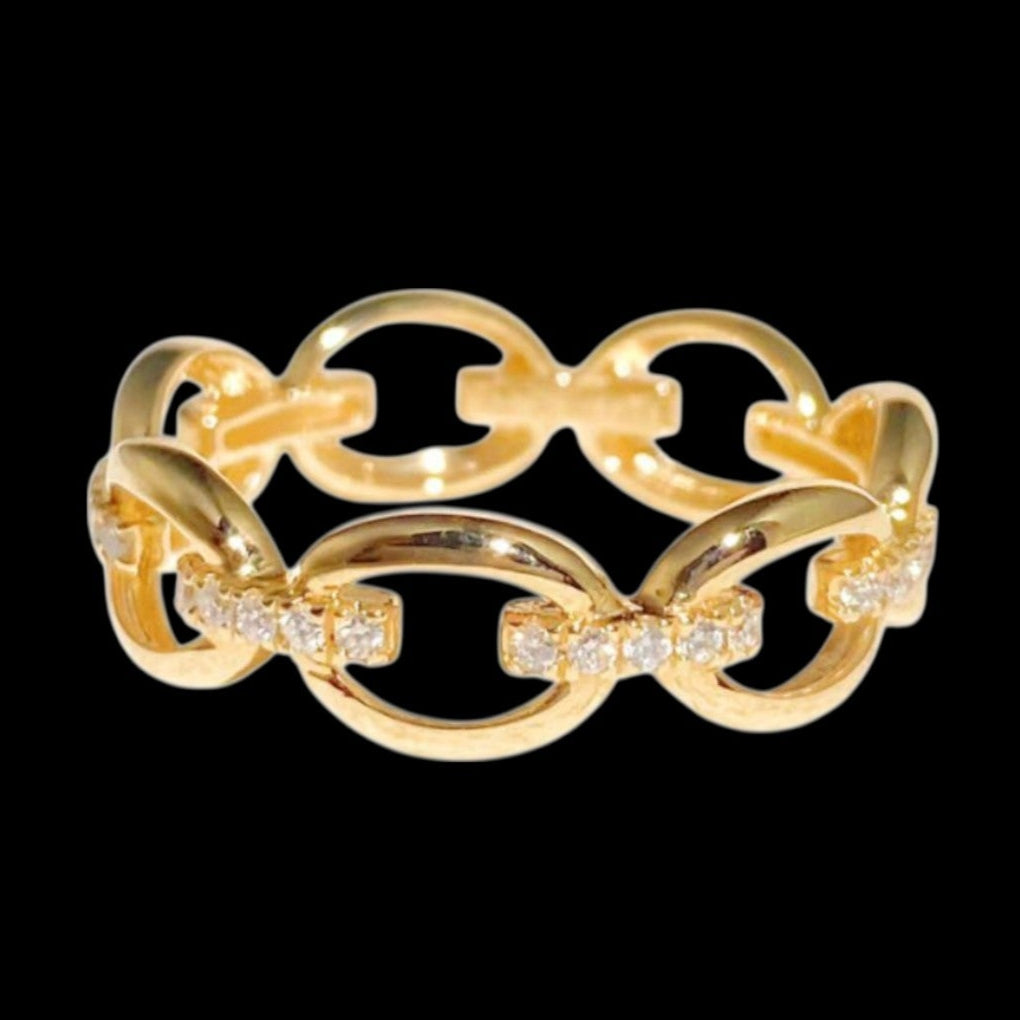 18K Yellow Gold Rows of Rings with 0.12ct Diamond Detail
