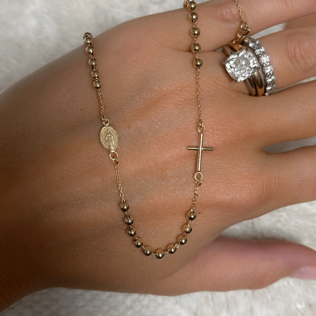 Willow Fine Jewellery 9ct Gold Ball Chain Cross Necklace