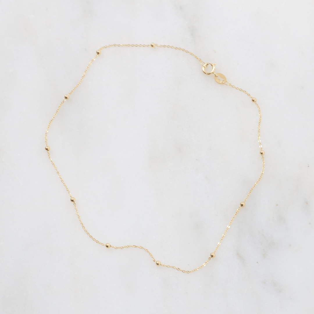 Willow Fine Jewellery 9ct Gold Trace & Bead Chain bracelet