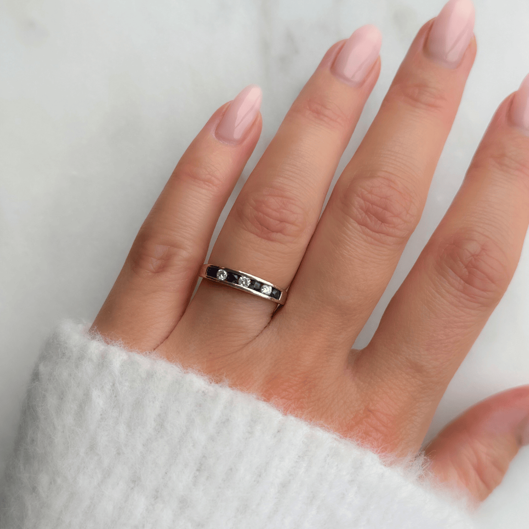 Willow Fine Jewellery 9ct Gold Diamond and Sapphire Eternity Ring