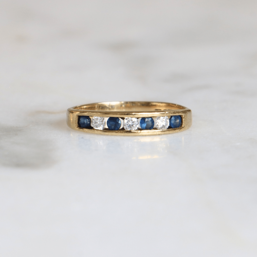 Willow Fine Jewellery 9ct Gold Diamond and Sapphire Eternity Ring