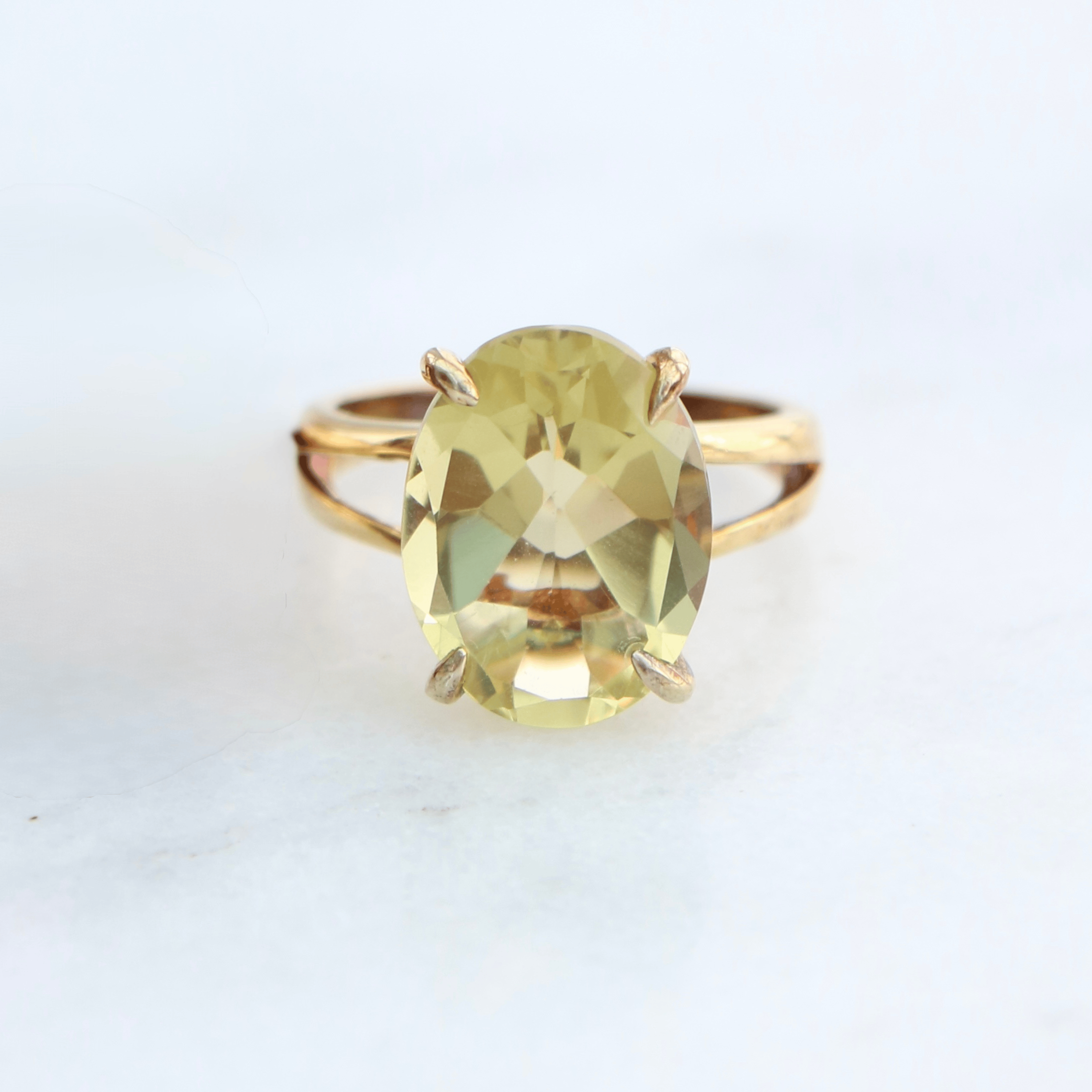 Willow Fine Jewellery Gold Plated Vintage Oval Cut Citrine Ring