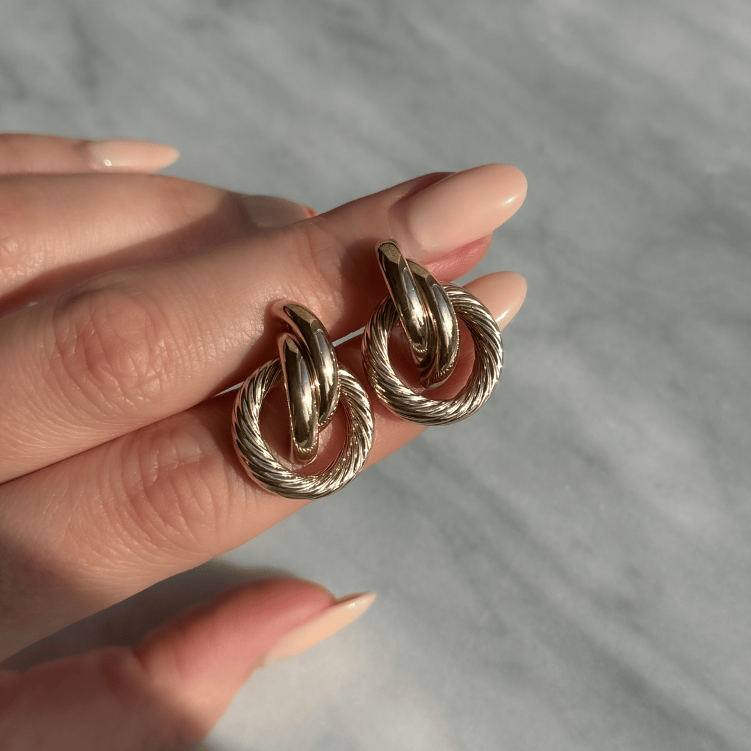 WillowFineJewellery 9ct Gold Vintage Chunky Loup Earrings