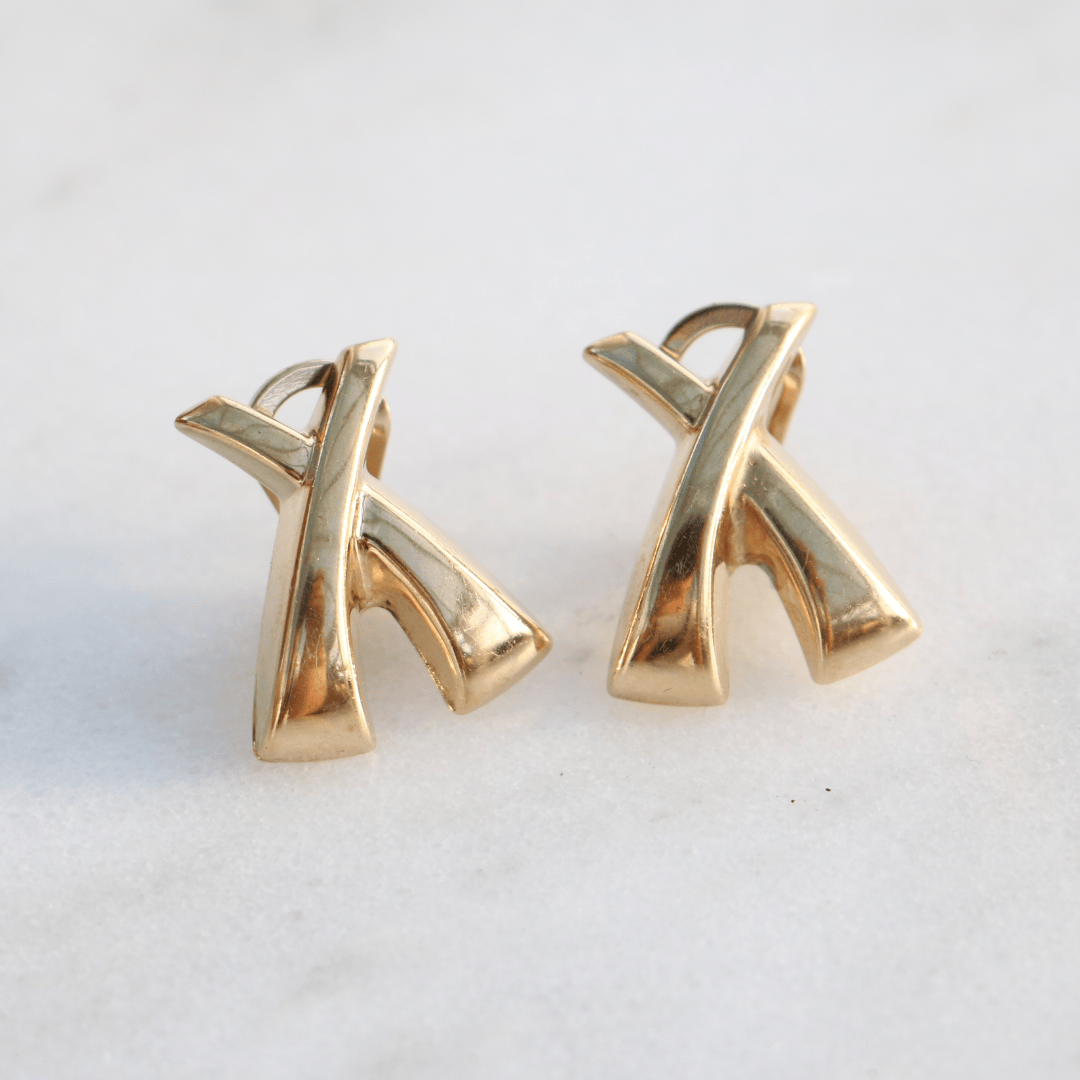 WillowFineJewellery 9ct Gold Vintage Kiss Earrings