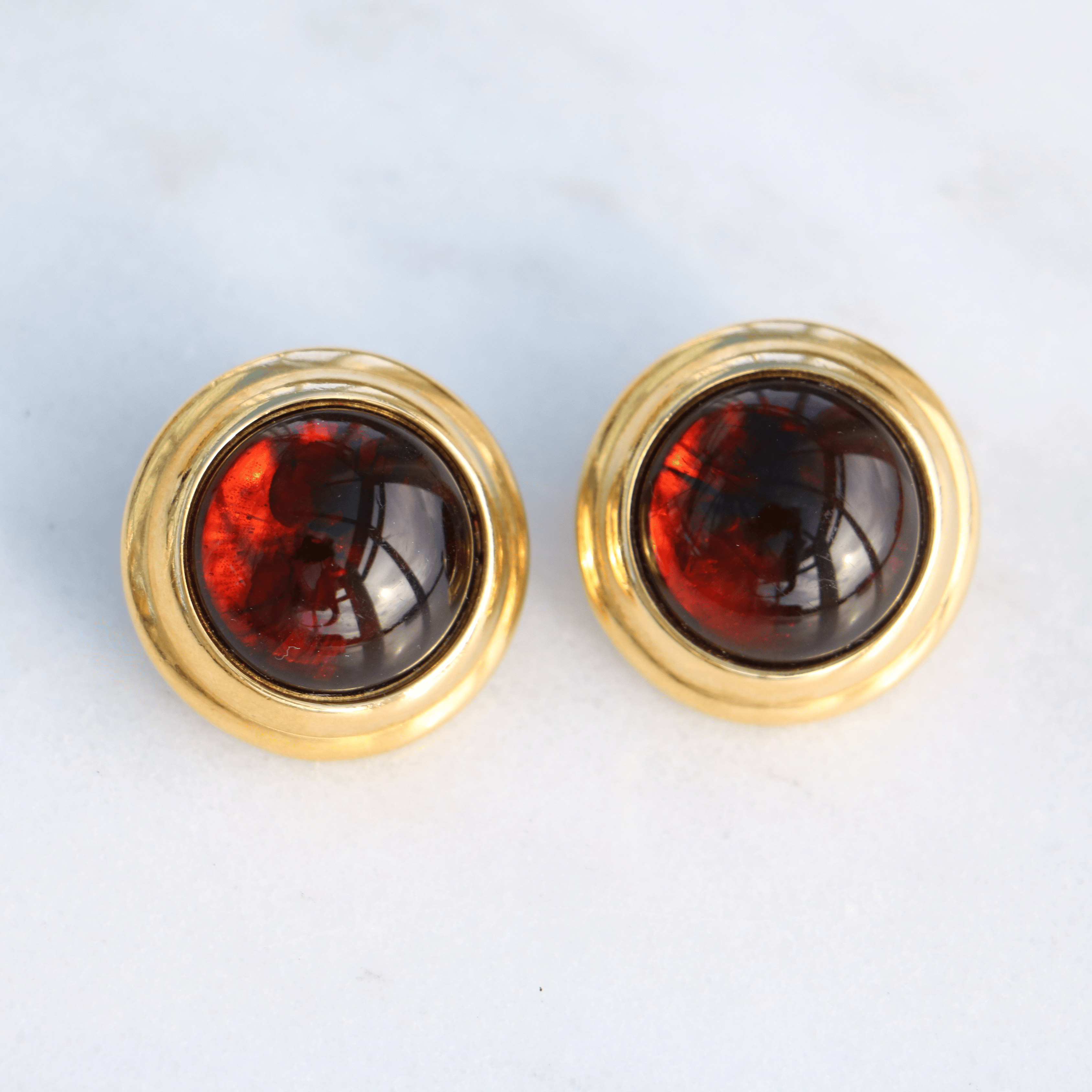 WillowFineJewellery Vintage Round Gold Burgundy Earrings