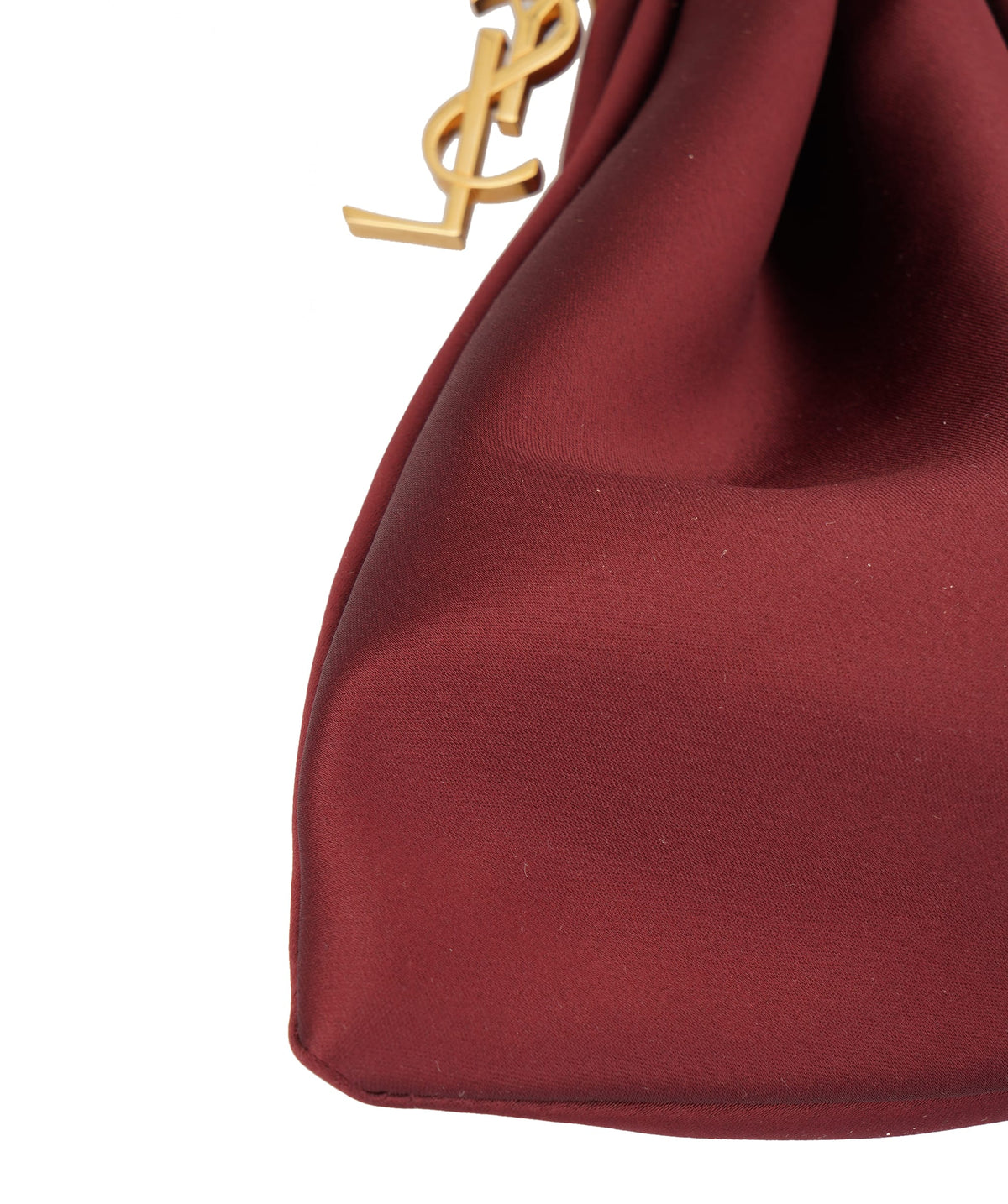 YSL Saint Laurent Satin Evening Clutch Bag with Gold-Tone Hardware ANL0123