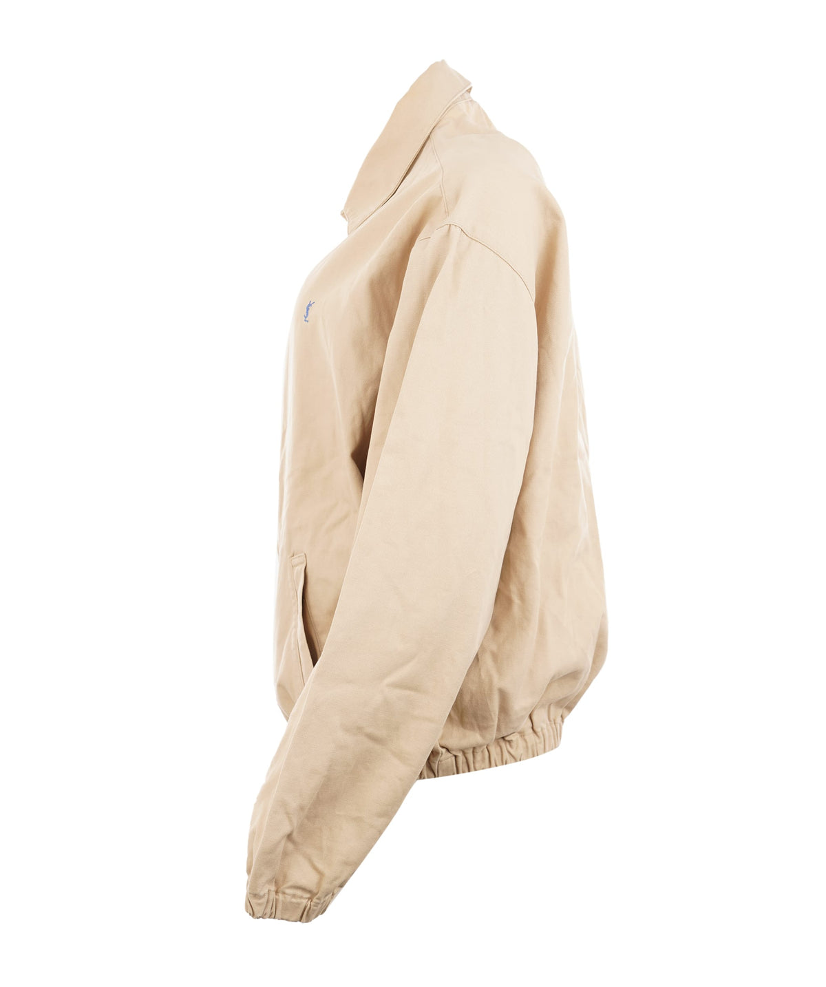 YSL Saint Laurent Medium Vintage Beige Harrington Jacket With A Blue YSL Logo APL0020