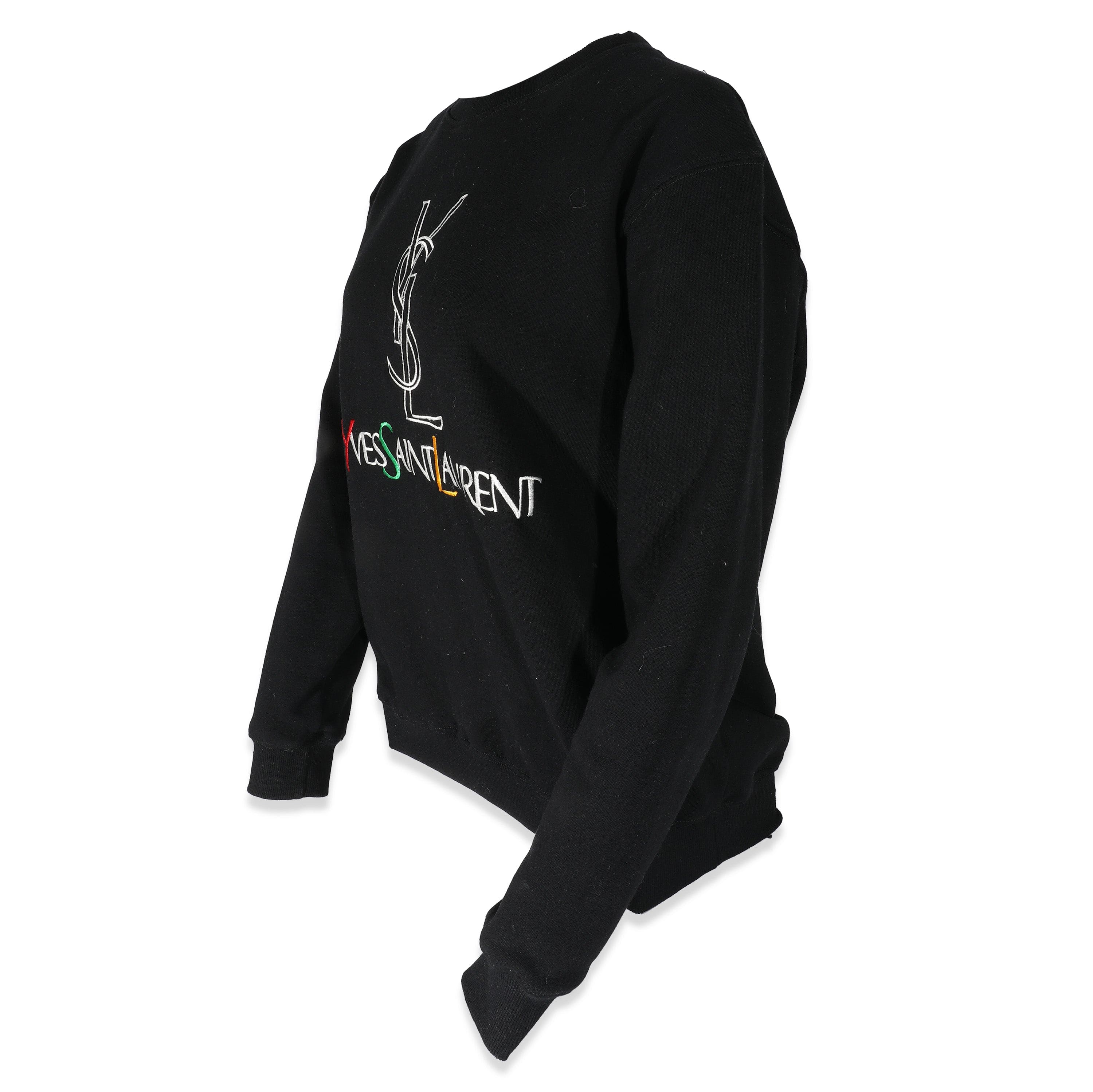 YSL YSL Sweatshirt Black M with white "YSL" & multi "Yves Saint Laurent" UKL1237