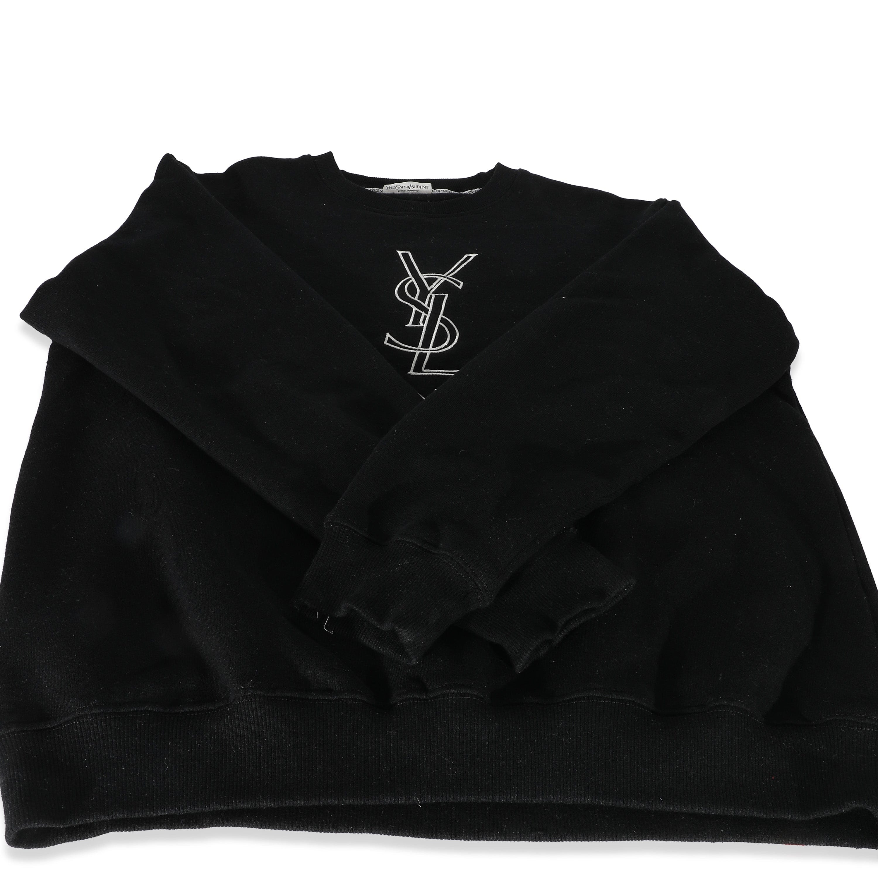 YSL YSL Sweatshirt Black M with white "YSL" & multi "Yves Saint Laurent" UKL1237