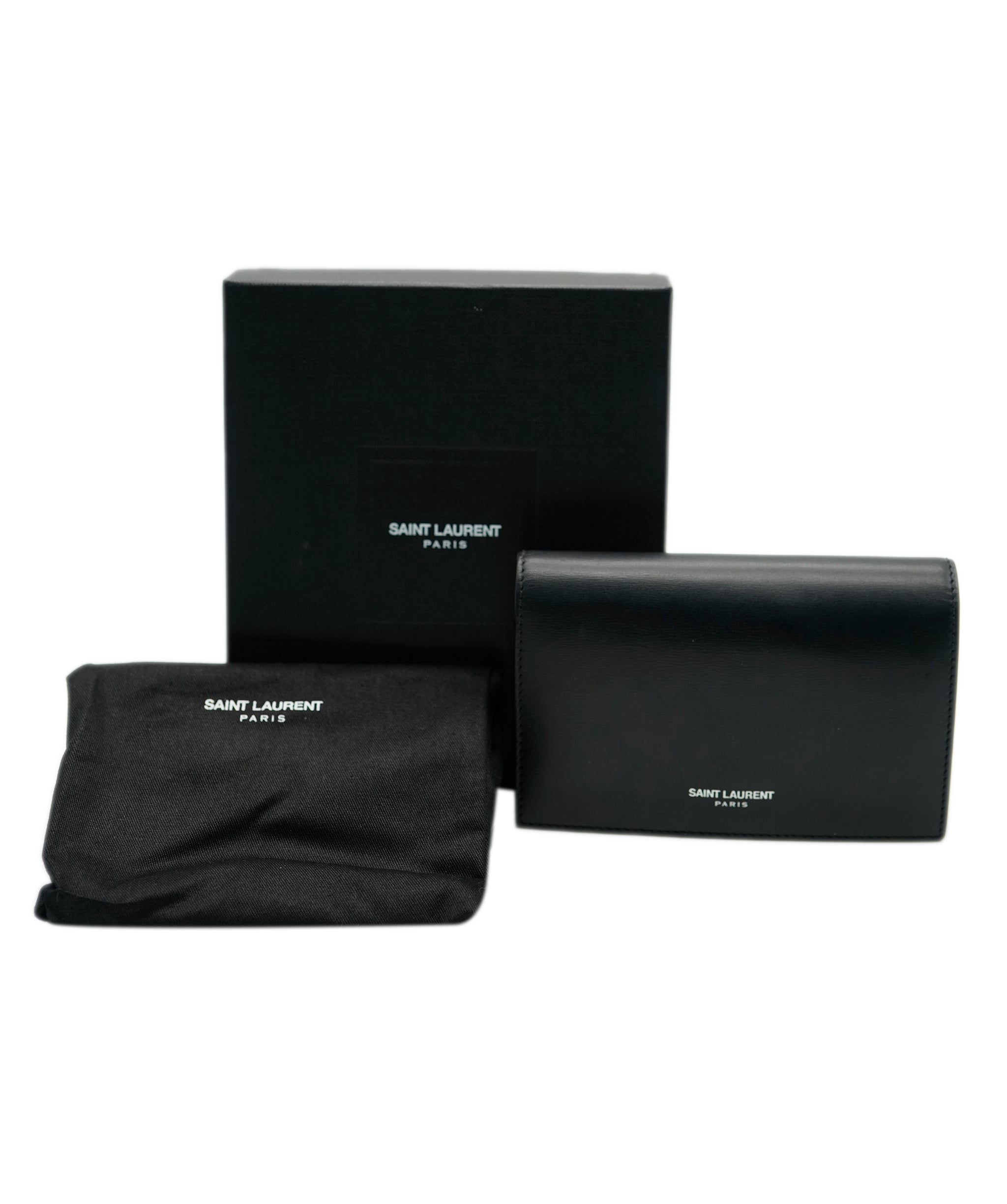 Yves Saint Laurent YSL black smooth leather cardholder / wallet - AJC0480