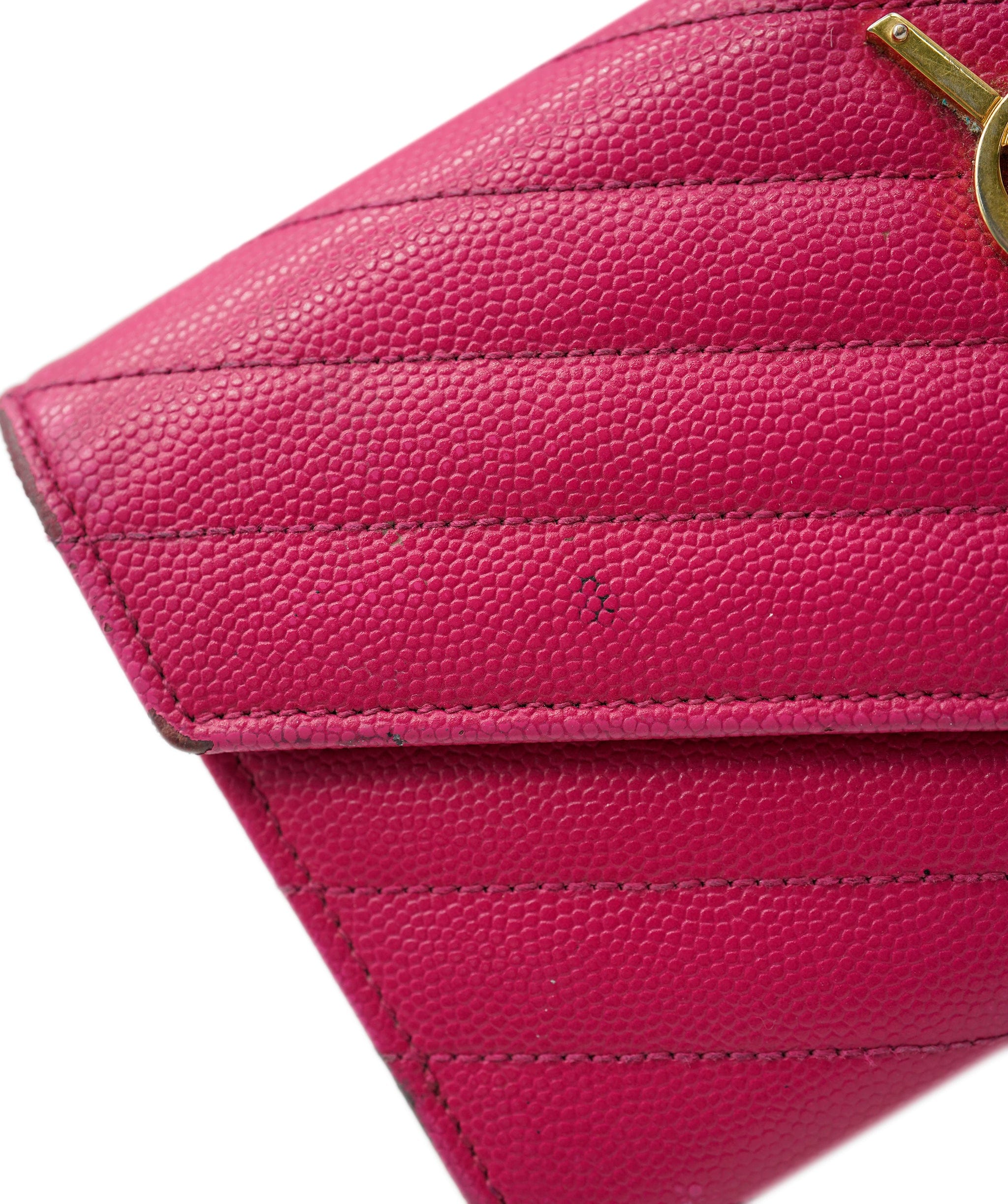 Yves Saint Laurent YSL hot pink chevron wallet  - AJC0457