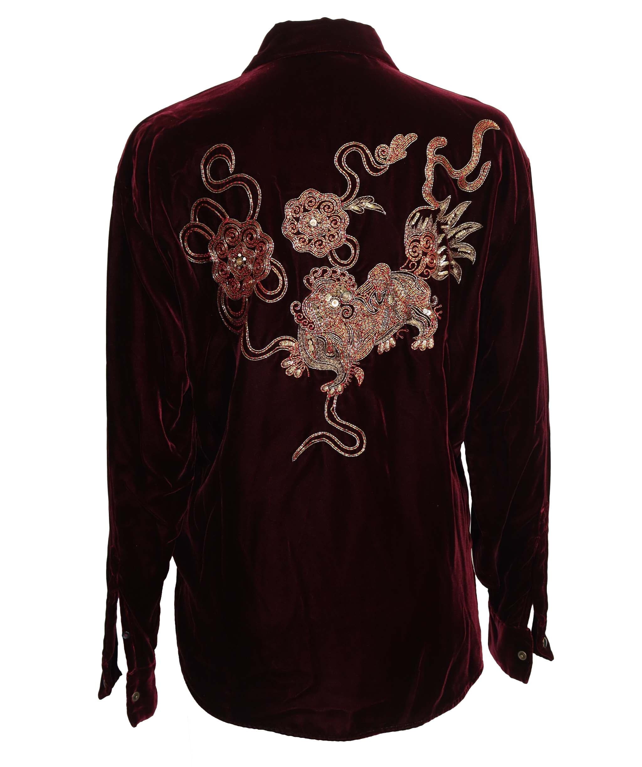 Yves Saint Laurent Saint Laurent Burgundy Suede Shirt  AGC2932