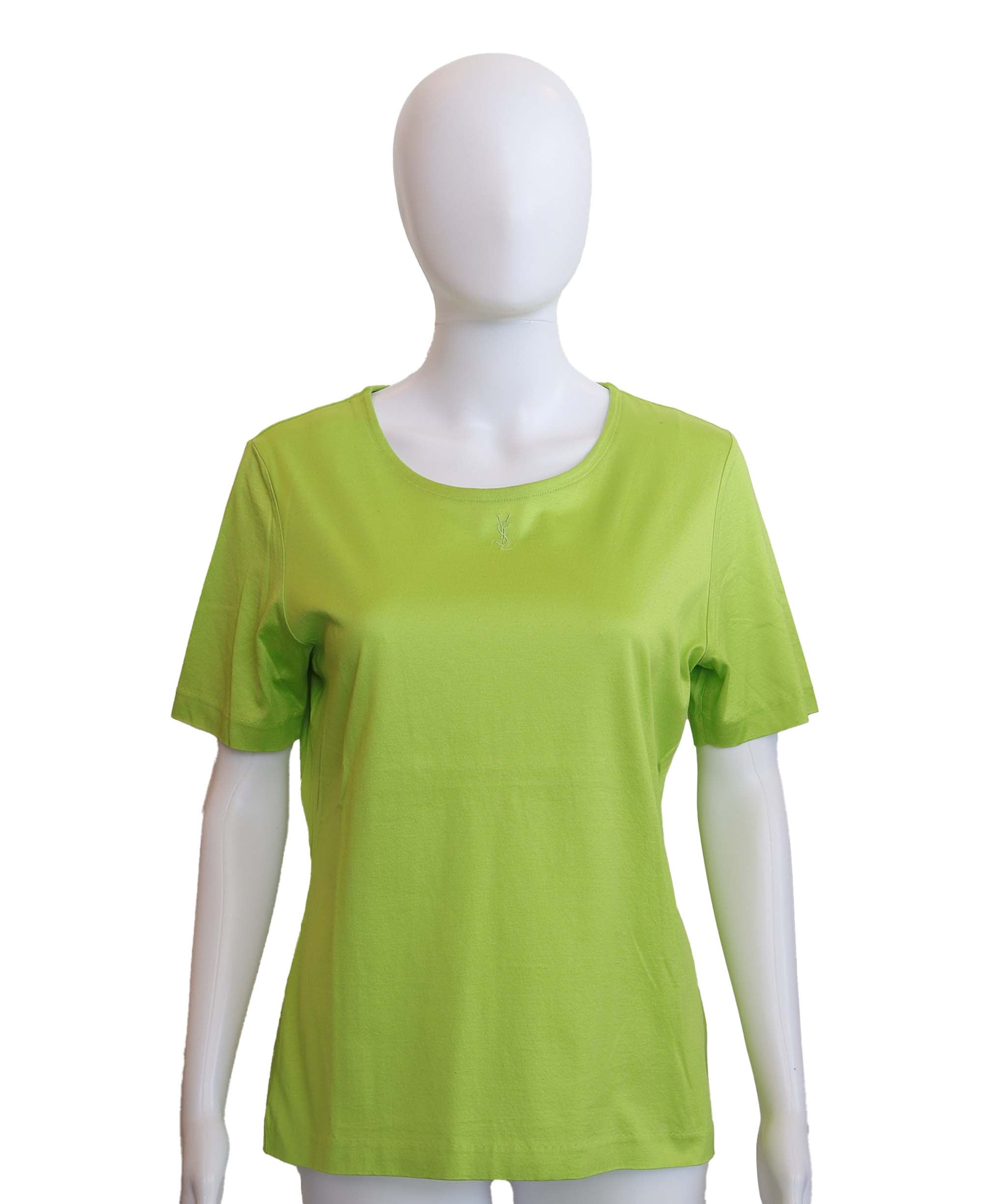 Yves Saint Laurent Yves Saint Laurent Cotton Green Short Sleeve Top Size L DXBS3635