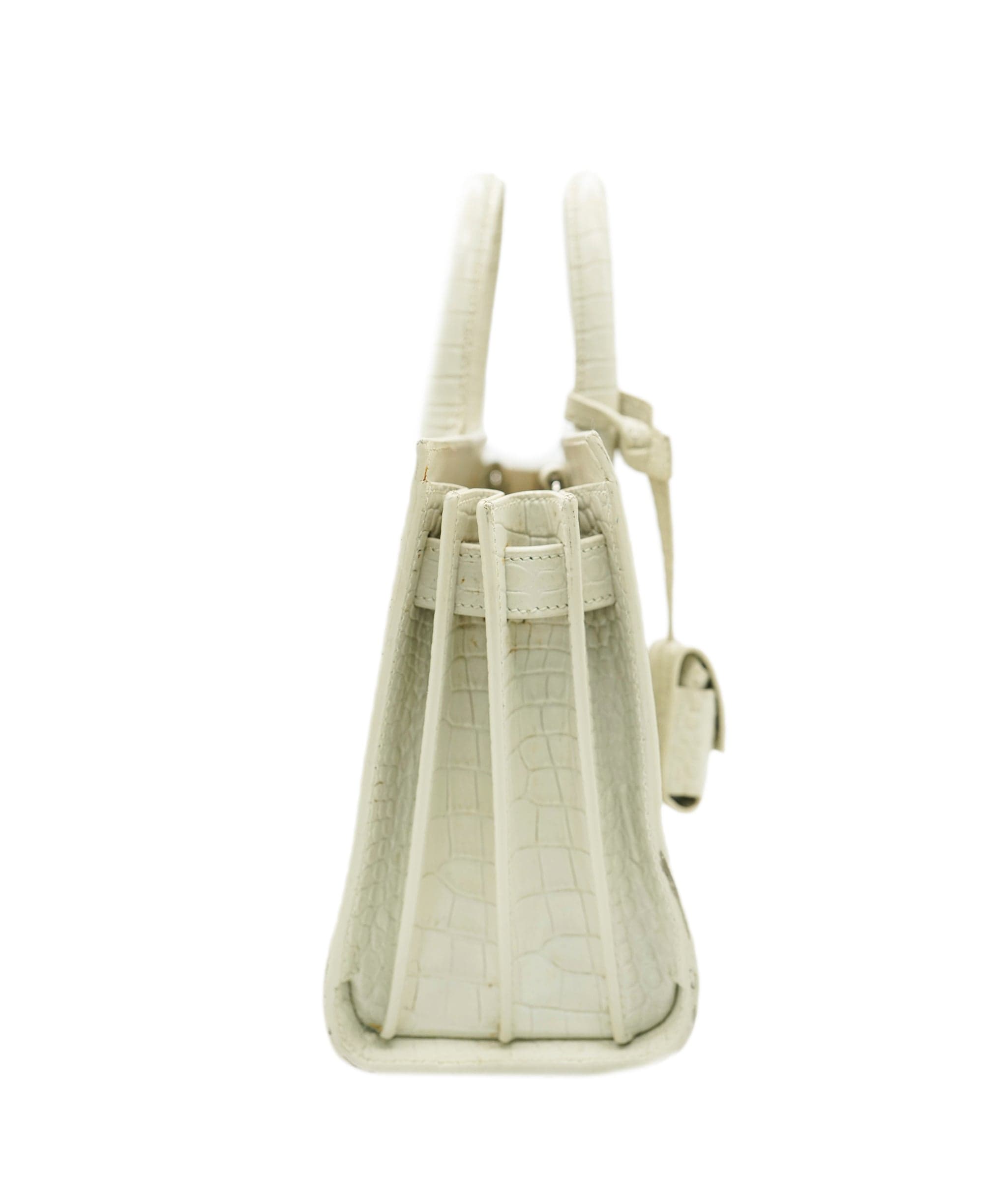 Yves Saint Laurent Saint Laurent Crocodile Embossed Cream Leather Sac De Jour Small AGC2115