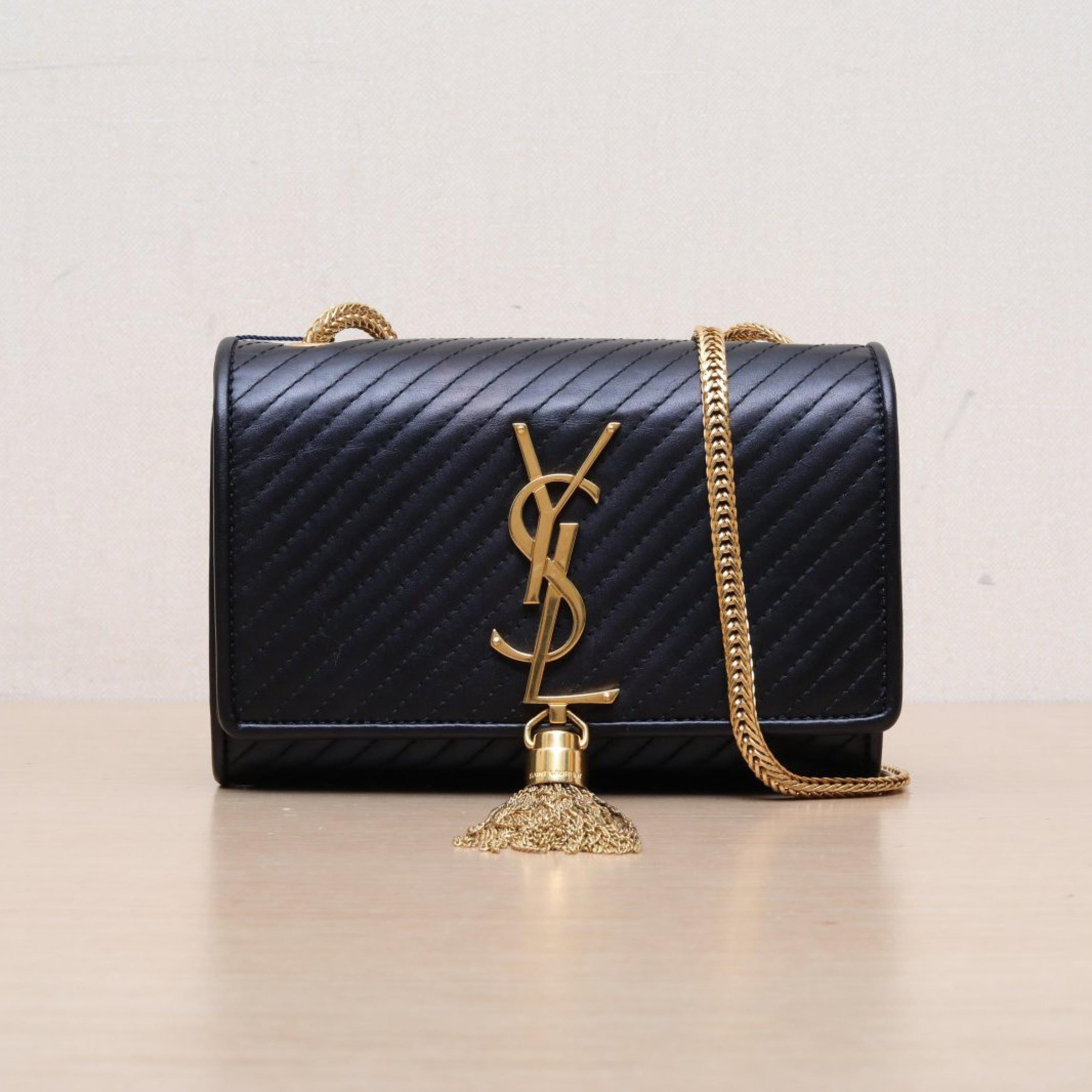 Yves Saint Laurent ""TIKTOK ORDER -MIGNONNE TIPA -TRACKING 1958474291"" Yves Saint Laurent KATE Mini 17 Tassel Black Leather C Gold BuckleNo accessories ALC3174