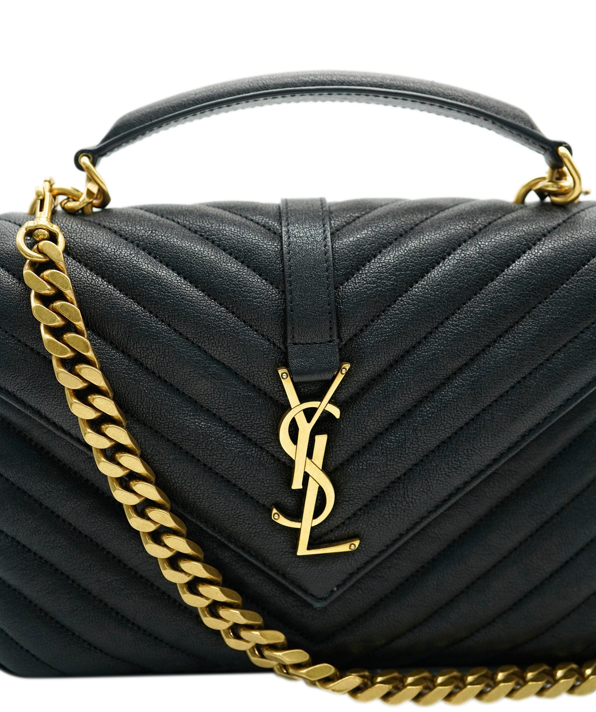 Yves Saint Laurent YSL black chevron college bag  - AJC0445