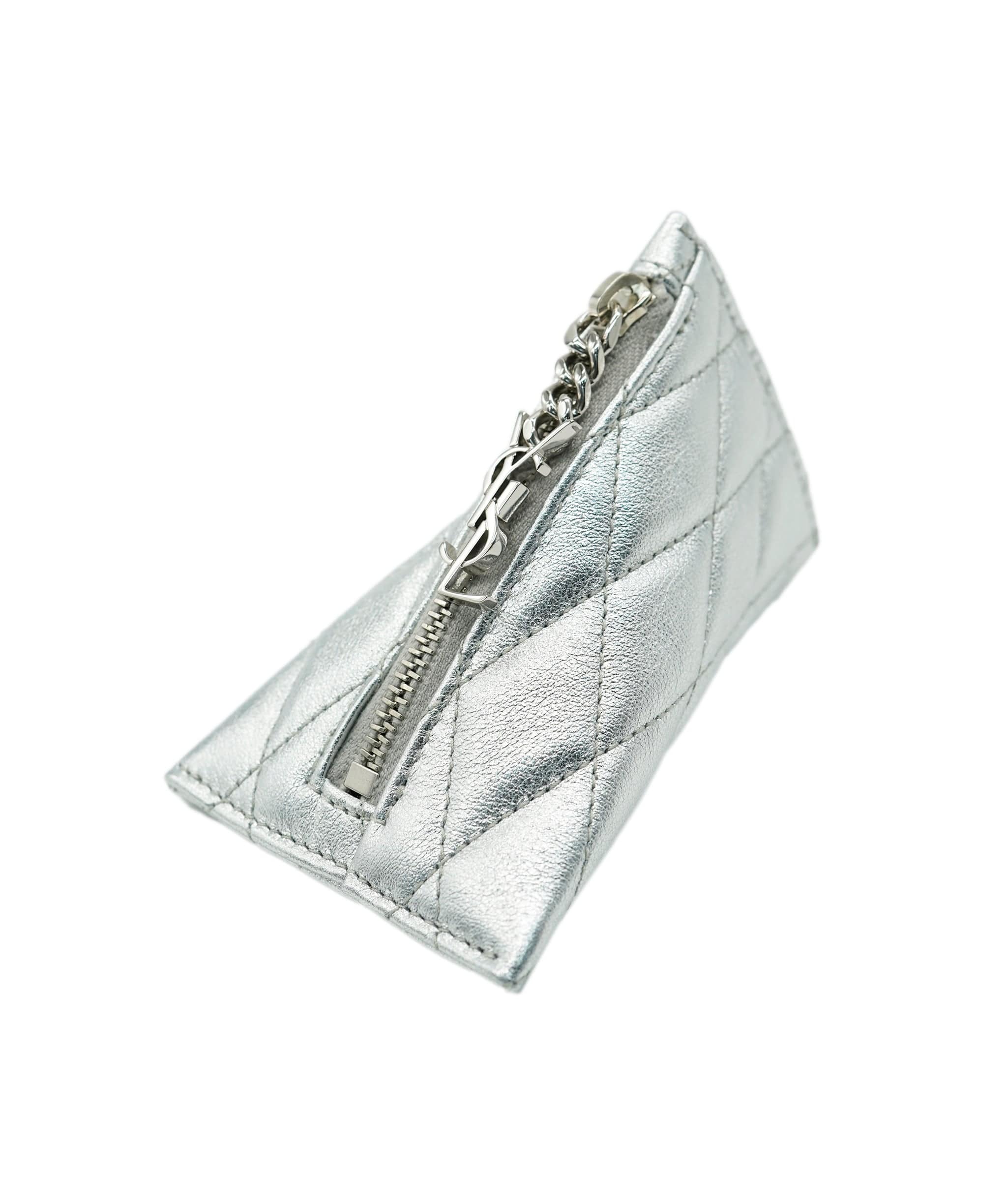 Yves Saint Laurent YSL Metallic Logo Zip Wallet  ALL0992