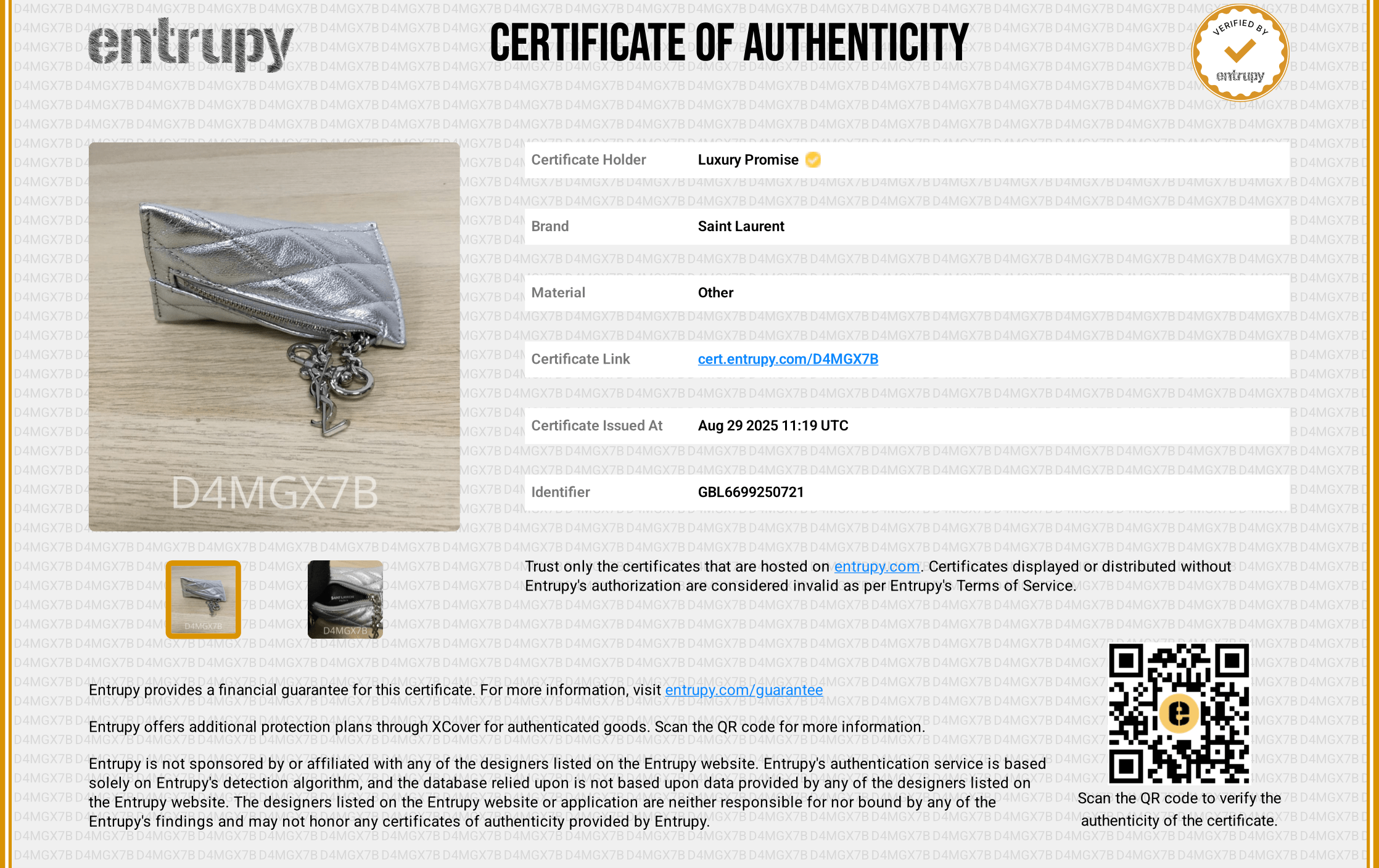 Yves Saint Laurent YSL Metallic Logo Zip Wallet  ALL0992