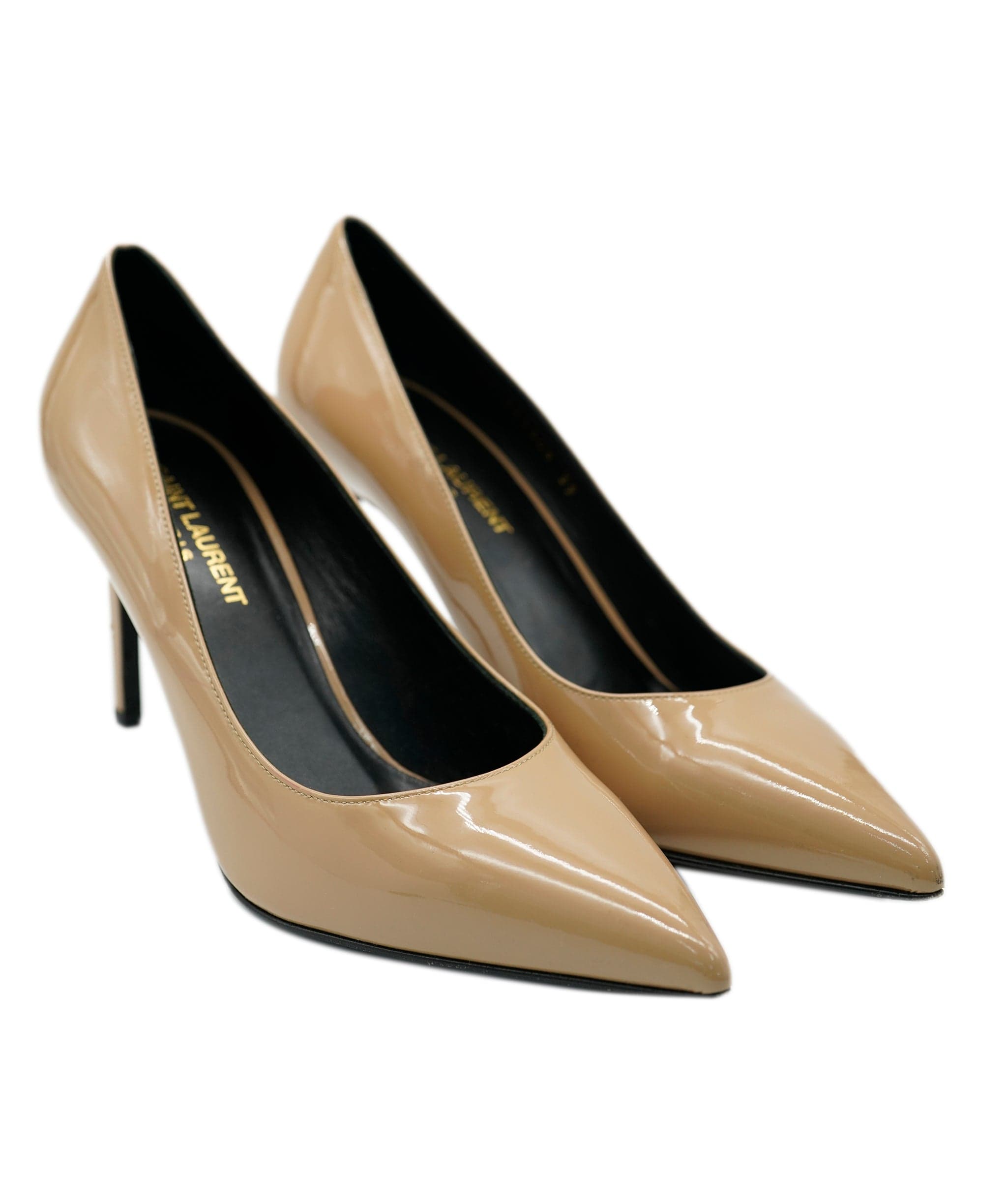 Yves Saint Laurent rive deals gauche patten leather beige heels