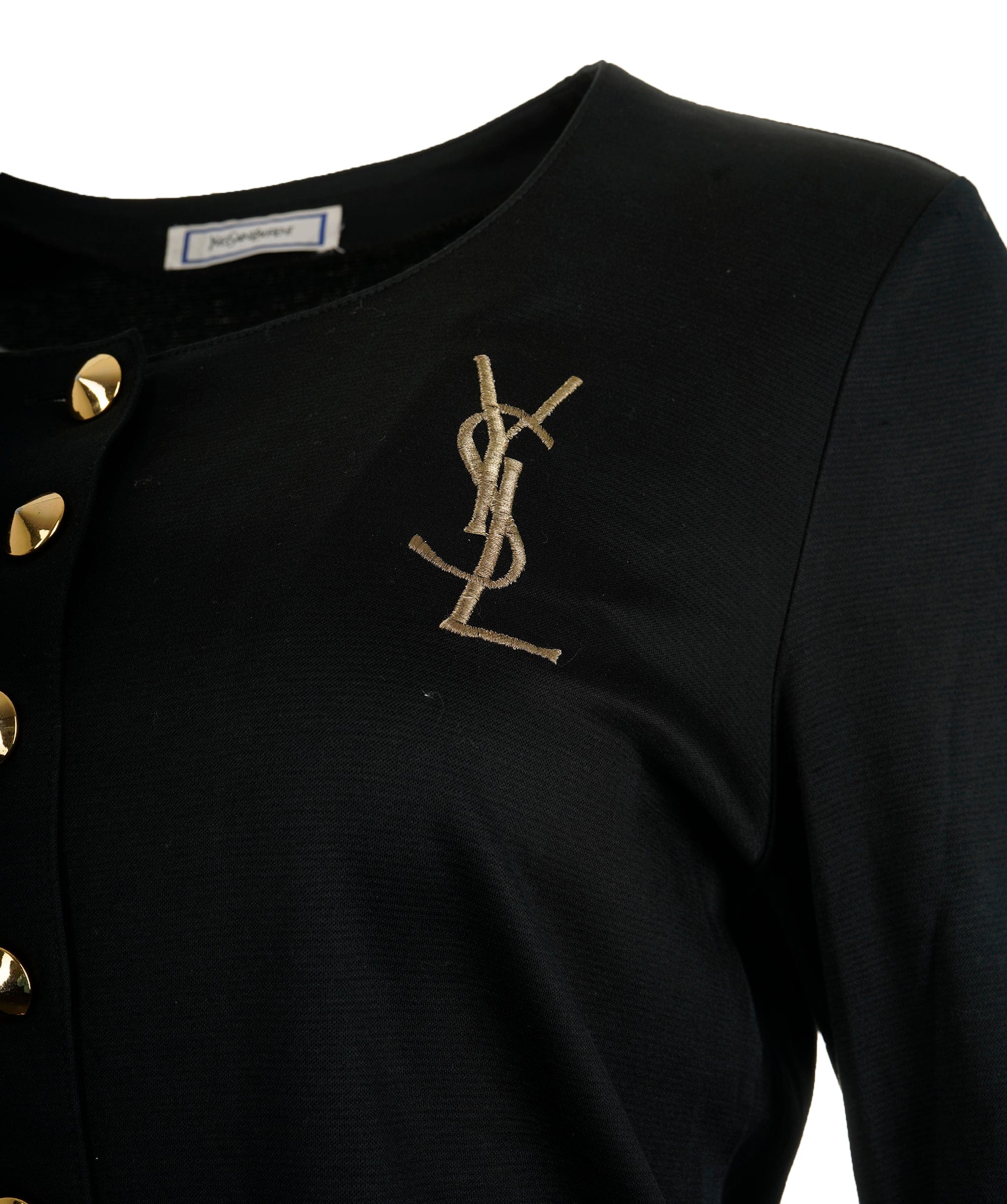 Yves Saint Laurent YSL Big Logo Cotton Cardigan Black ASL9292