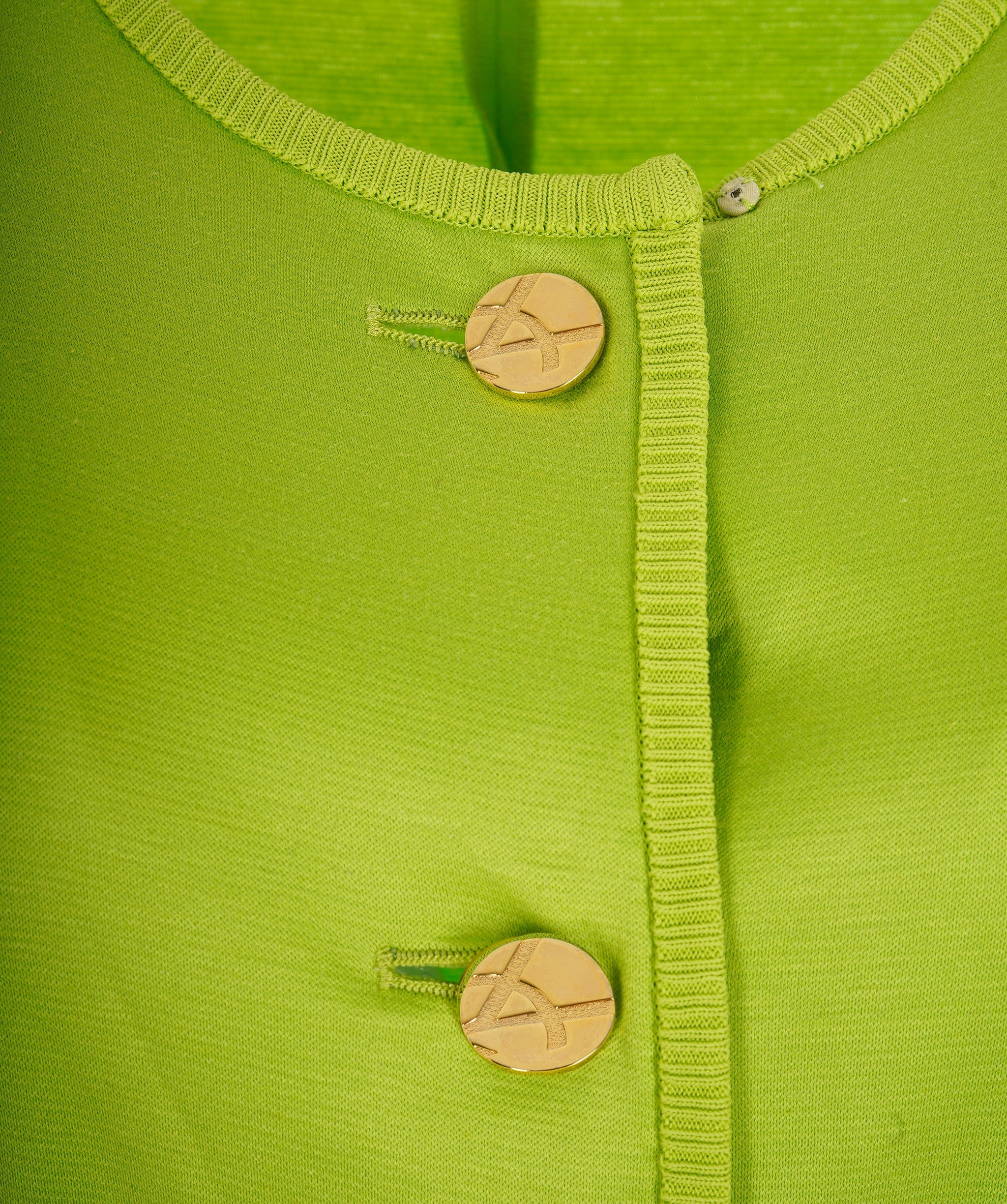 Yves Saint Laurent YSL Gold Button Cotton Cardigan Green ASL8857