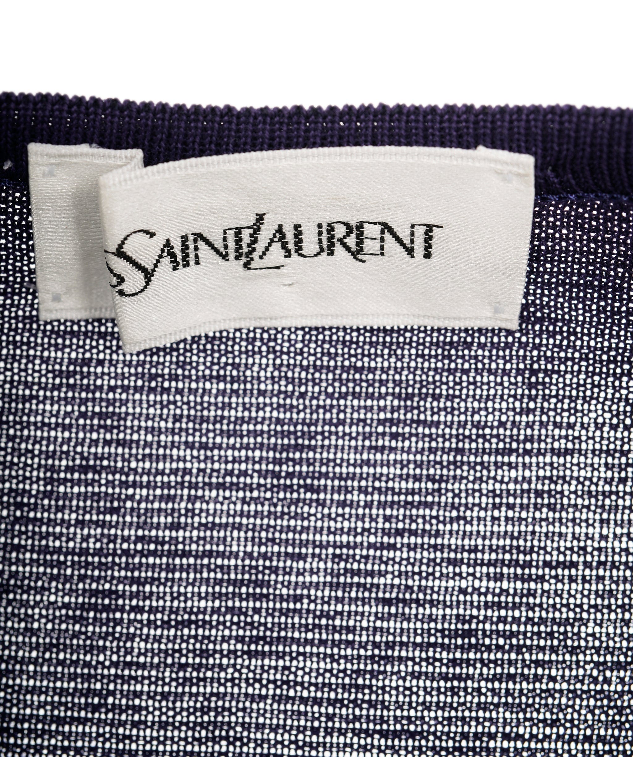 Yves Saint Laurent YSL Logo Button Long Cardigan Blue ASL8633