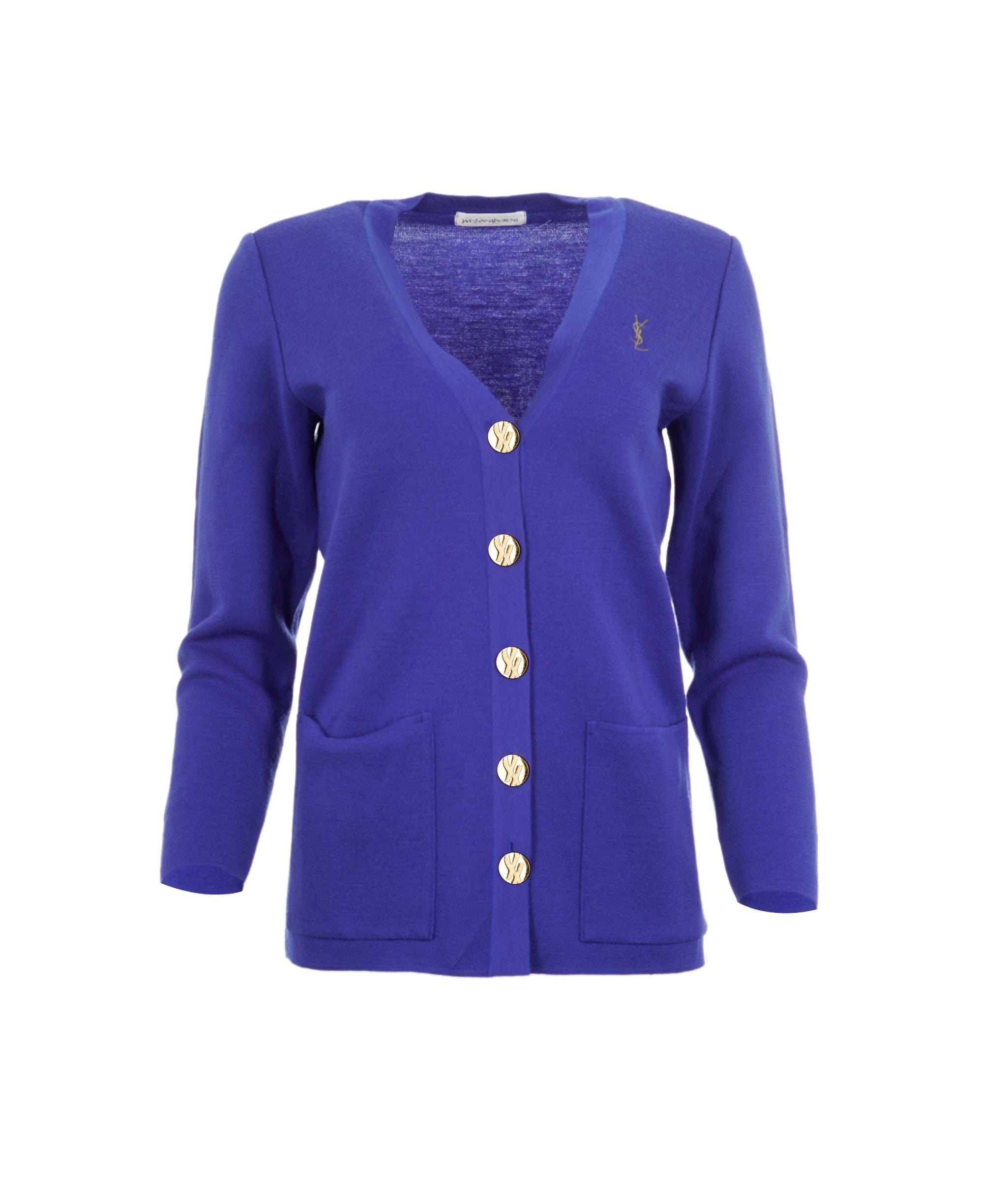 Yves Saint Laurent YSL Logo Cardigan Blue ASL8872