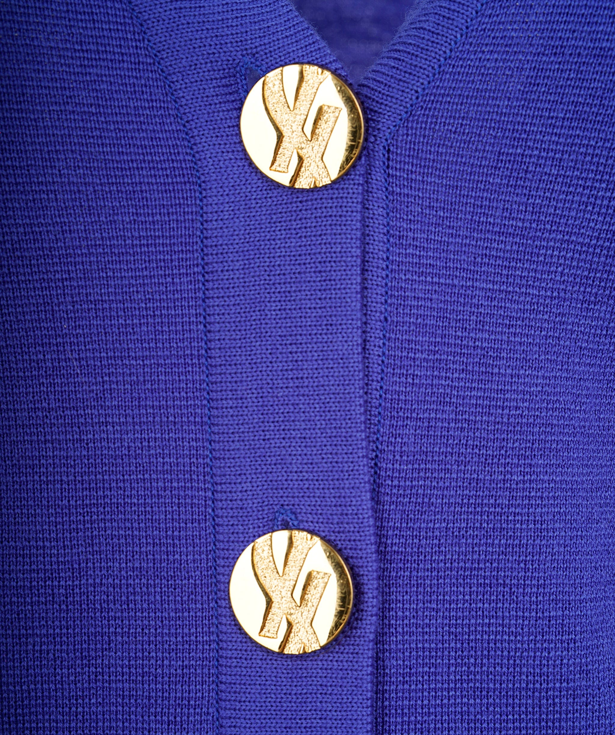 Yves Saint Laurent YSL Logo Cardigan Blue ASL8872