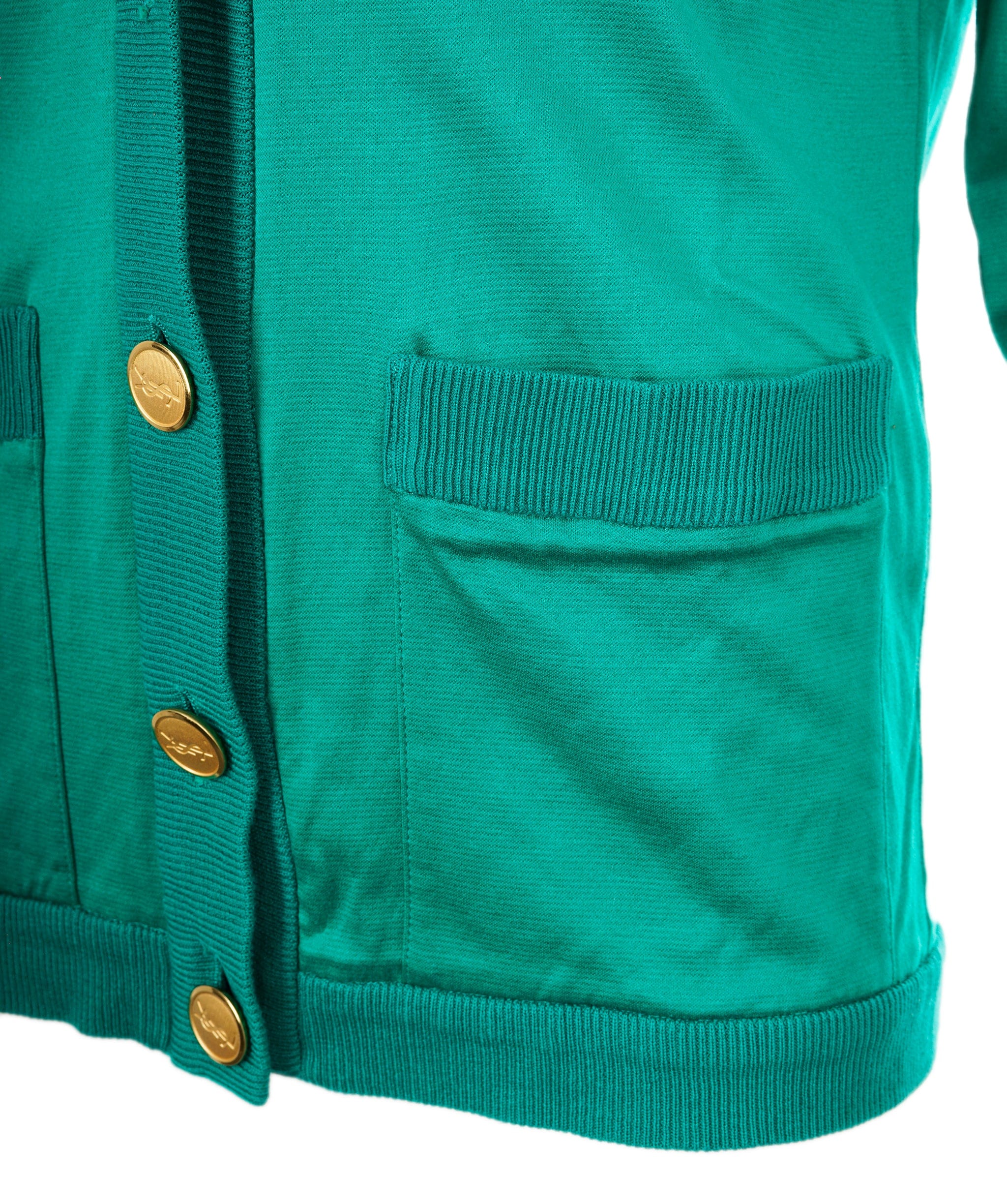 Yves Saint Laurent YSL Logo Cardigan Green Gold ASL9017