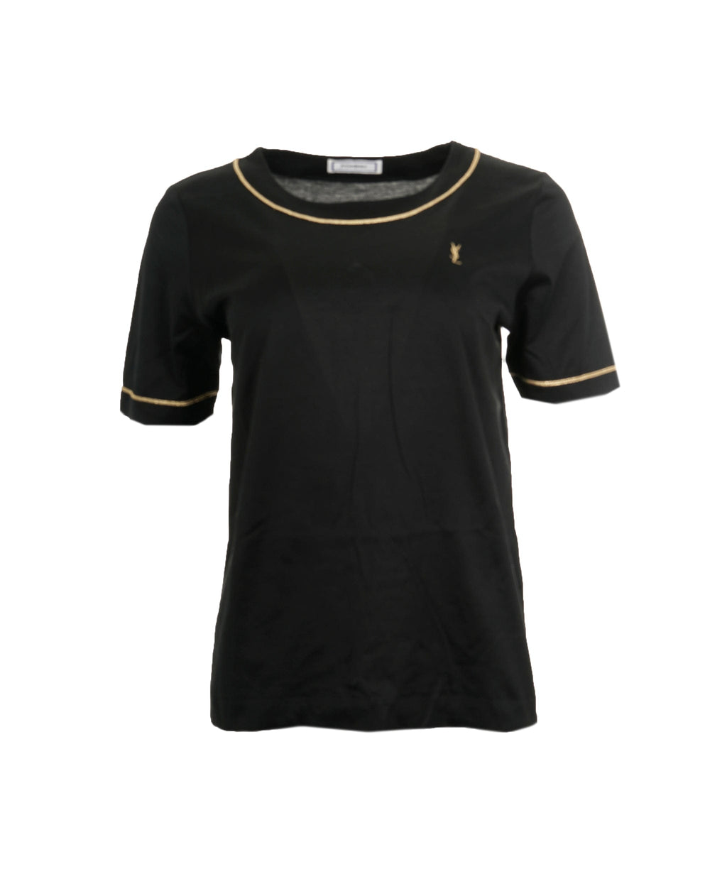 YSL Logo T-Shirt Black Gold ASL9058 – LuxuryPromise