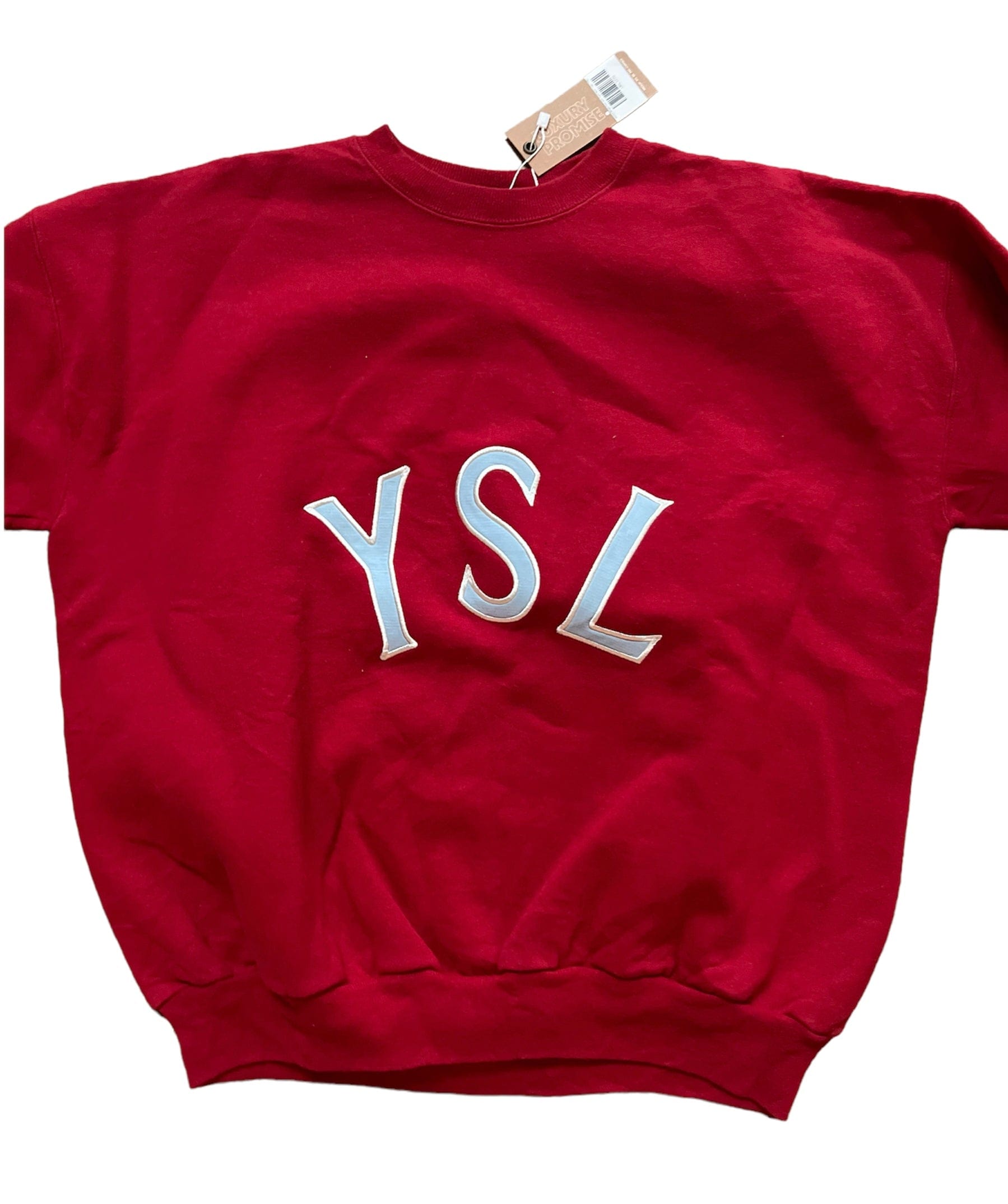 Yves Saint Laurent YSL Sweatshirt Bright Red with light blue Logo "YSL"  UKL1276