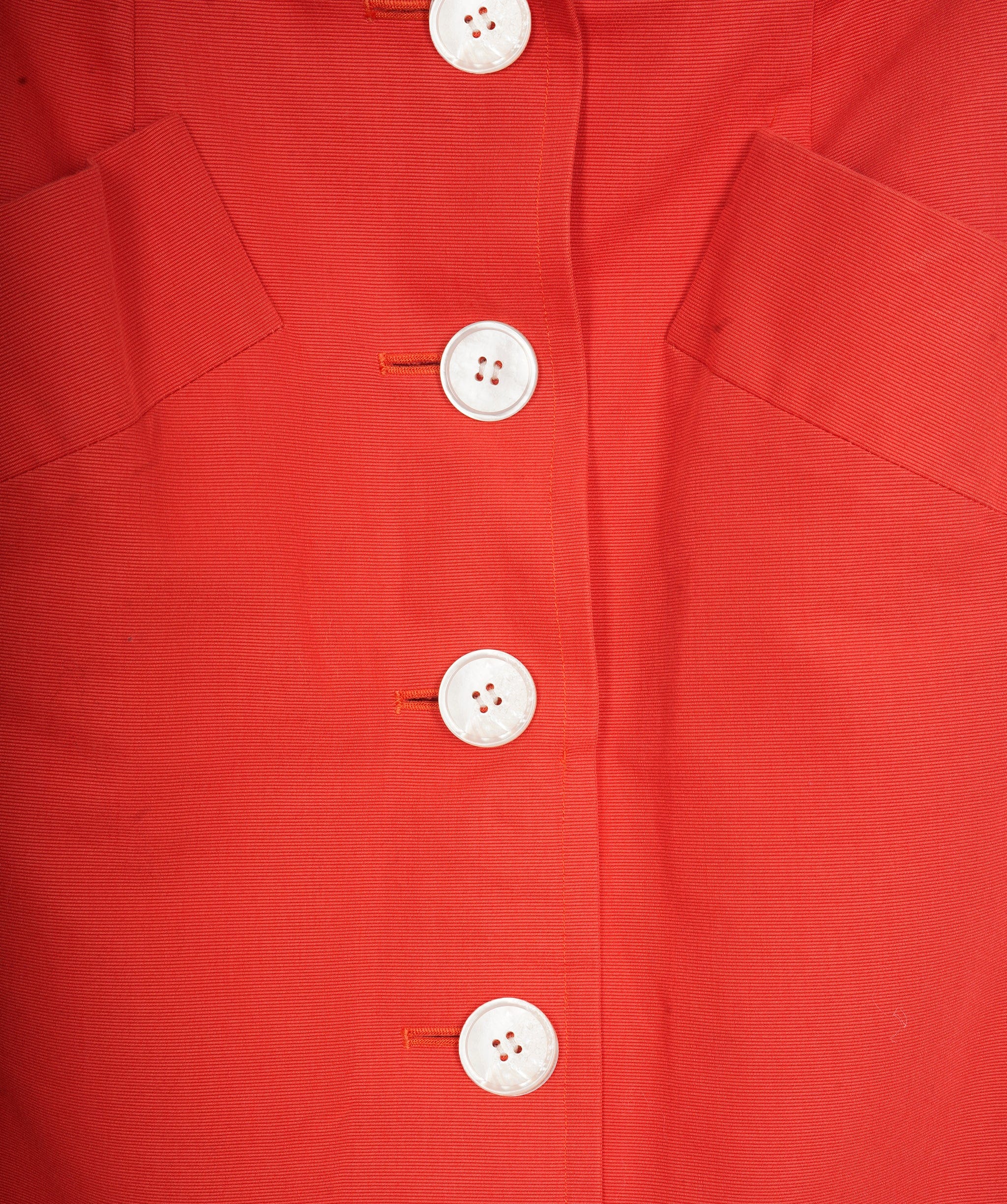 Yves Saint Laurent Yves Saint Laurent Vintage Fitted Midi Skirt, Cotton, Coral, UK8, 2* ASL5070