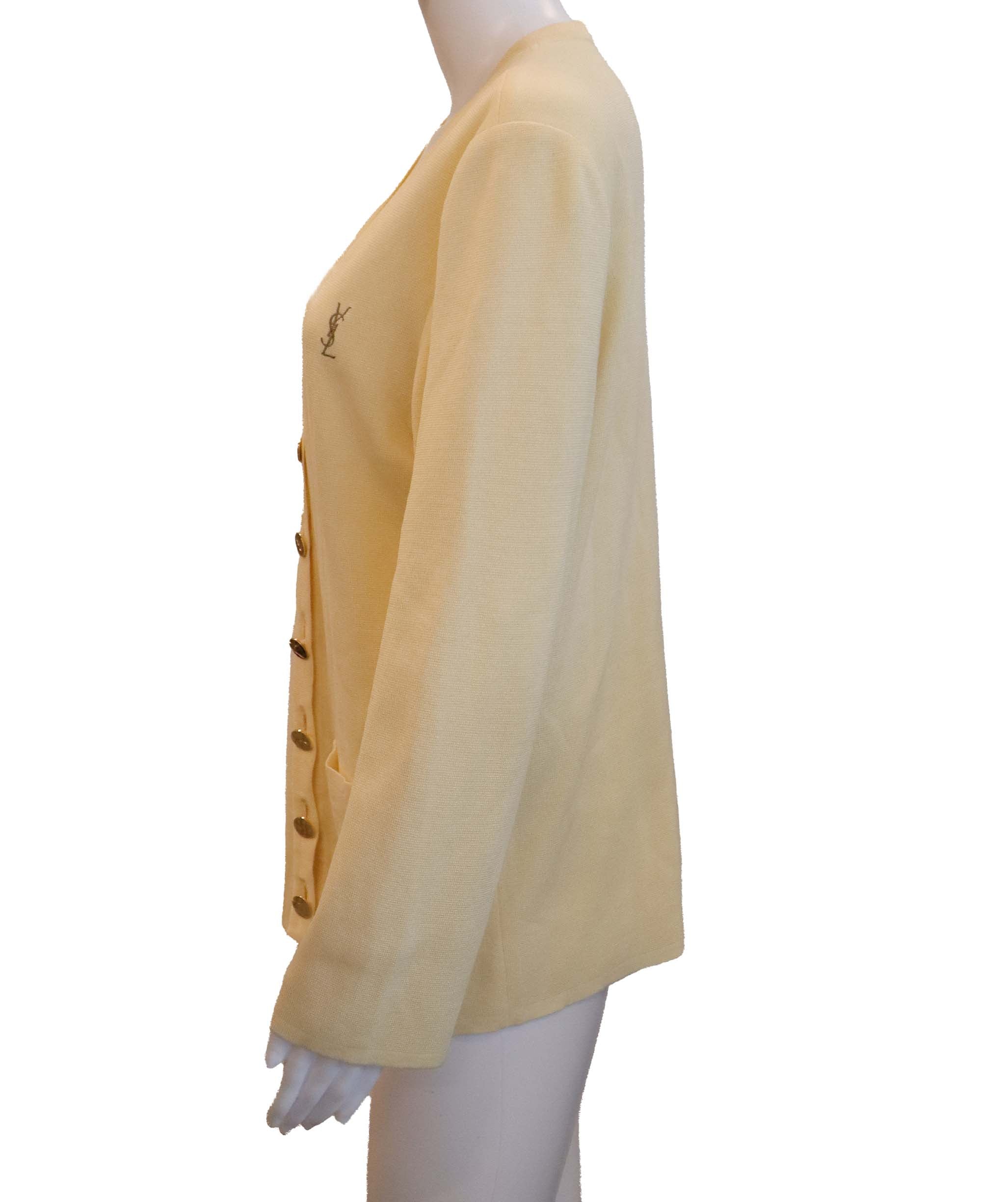 Yves Saint Laurent YSL Logo Cardigan Cream  DXBS6049