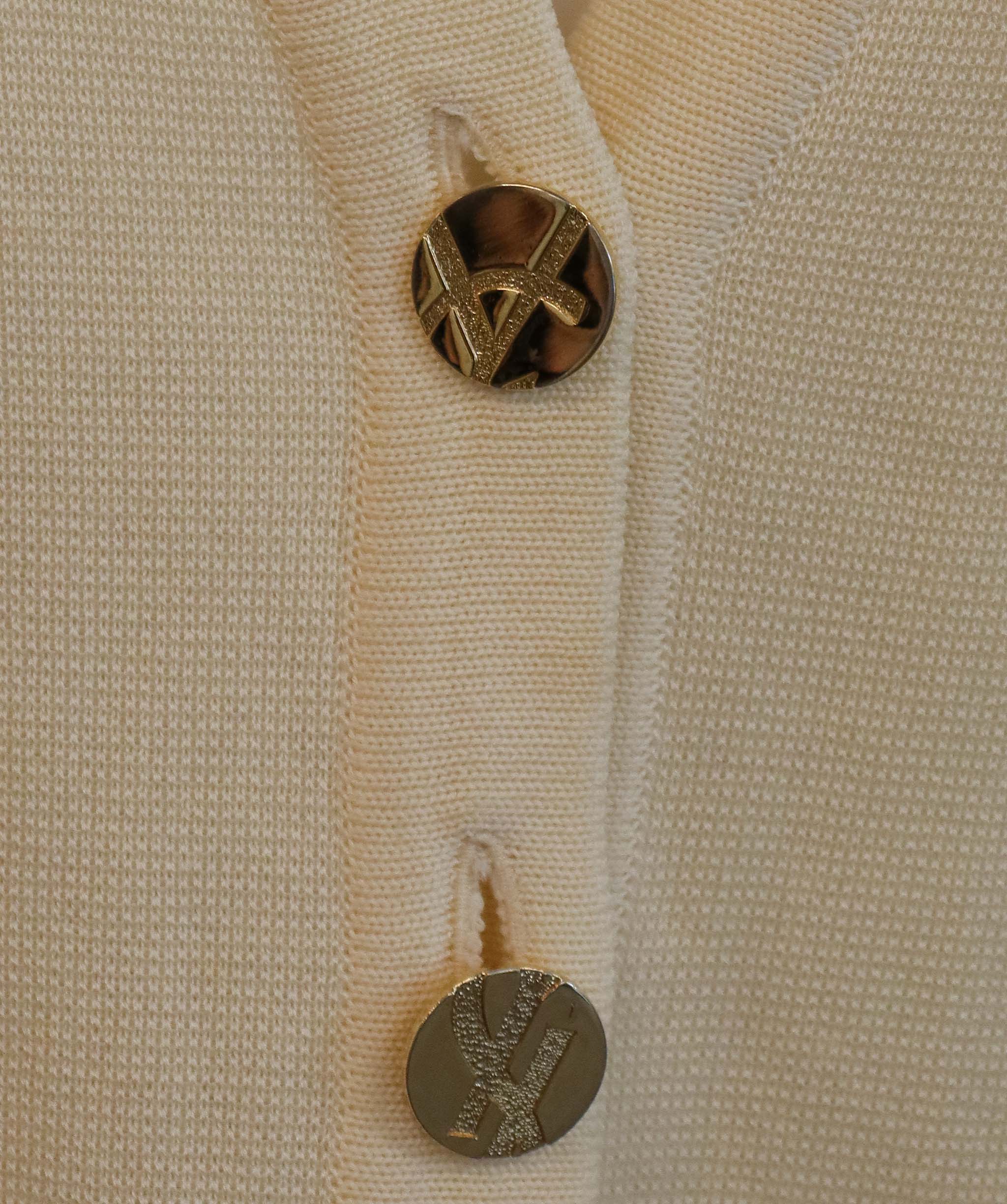 Yves Saint Laurent YSL Logo Cardigan Cream  DXBS6049