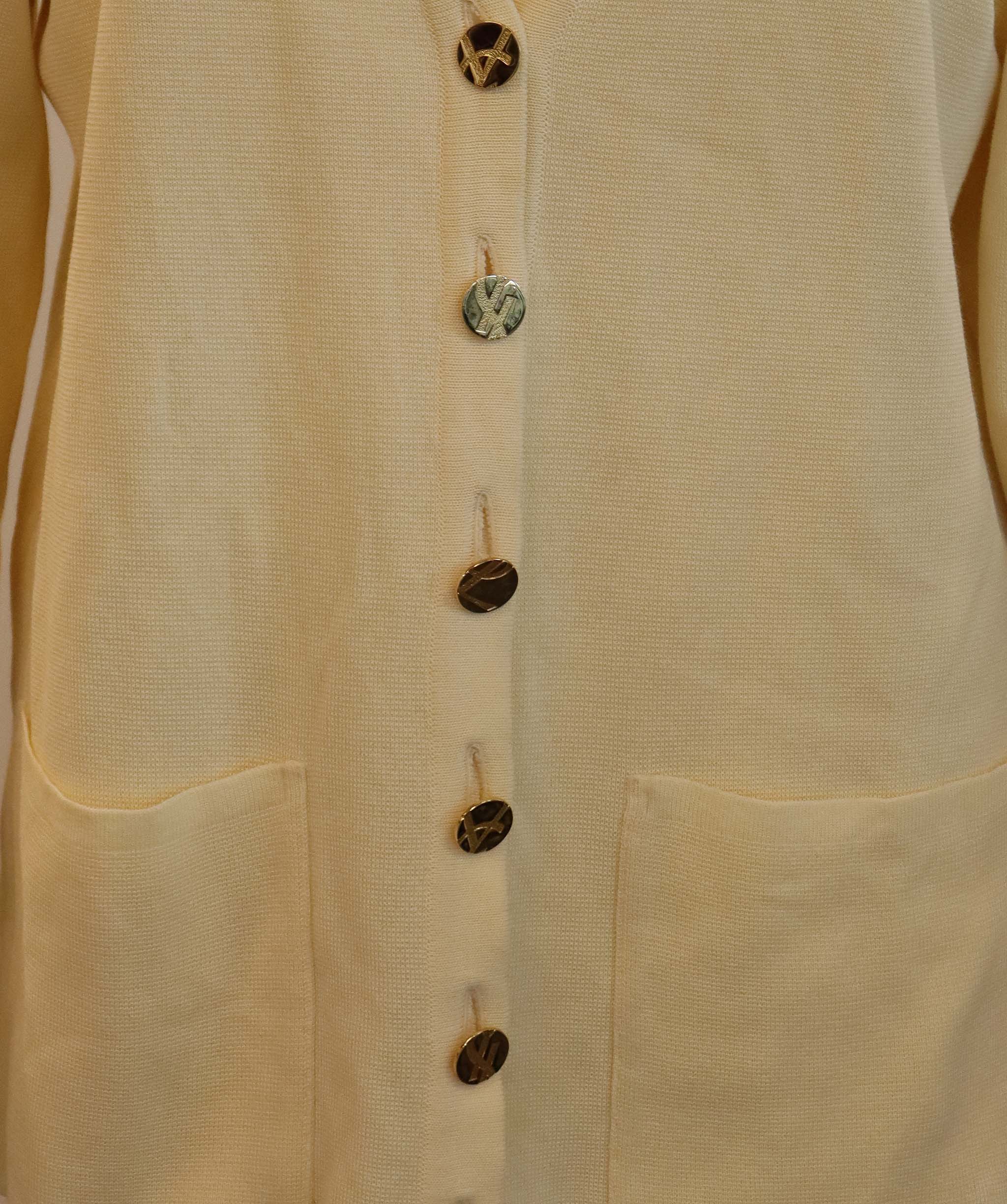 Yves Saint Laurent YSL Logo Cardigan Cream  DXBS6049