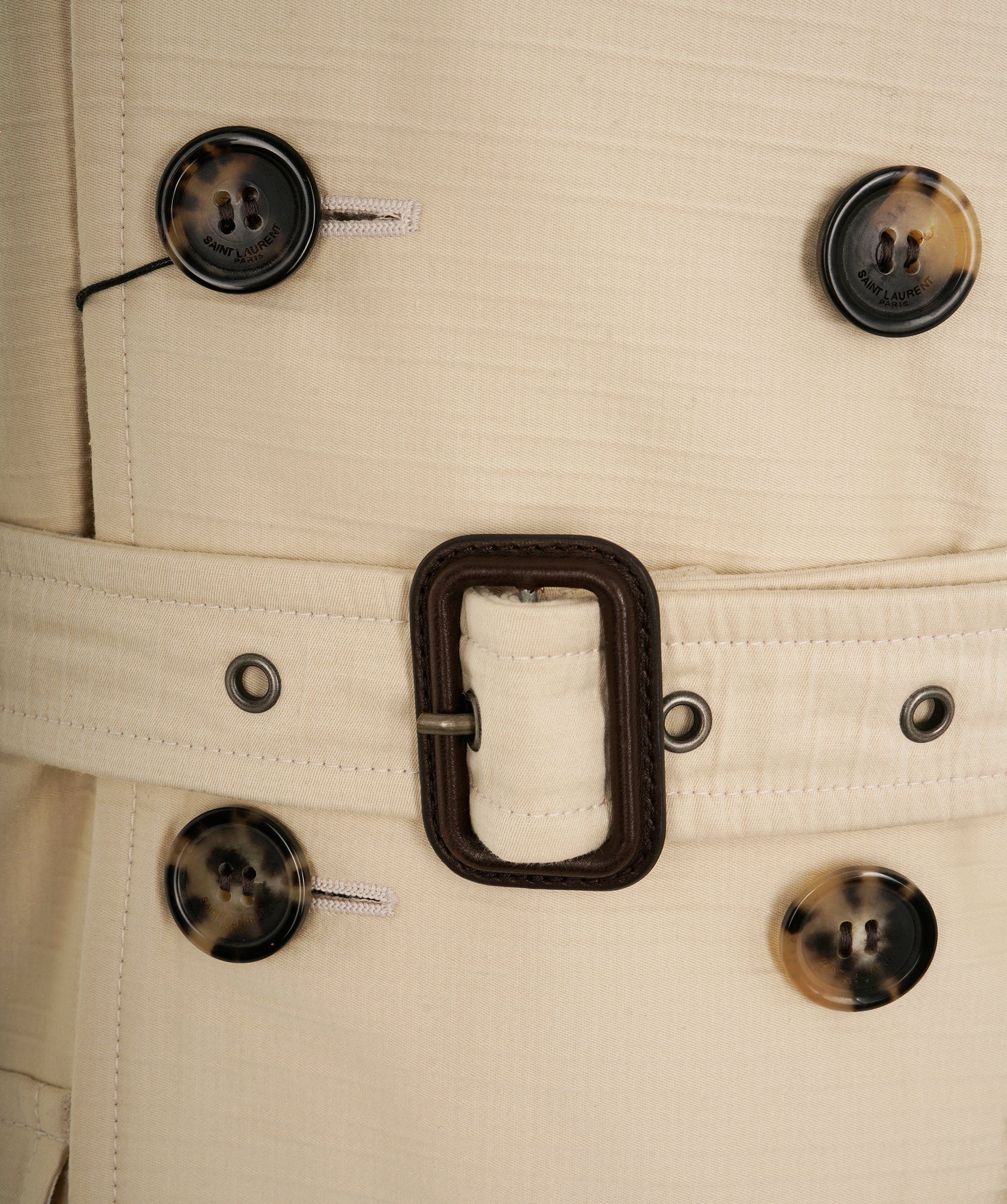 Yves Saint Laurent Saint Laurent Ivory Belted Trench Coat for Timeless Elegance ALC2434