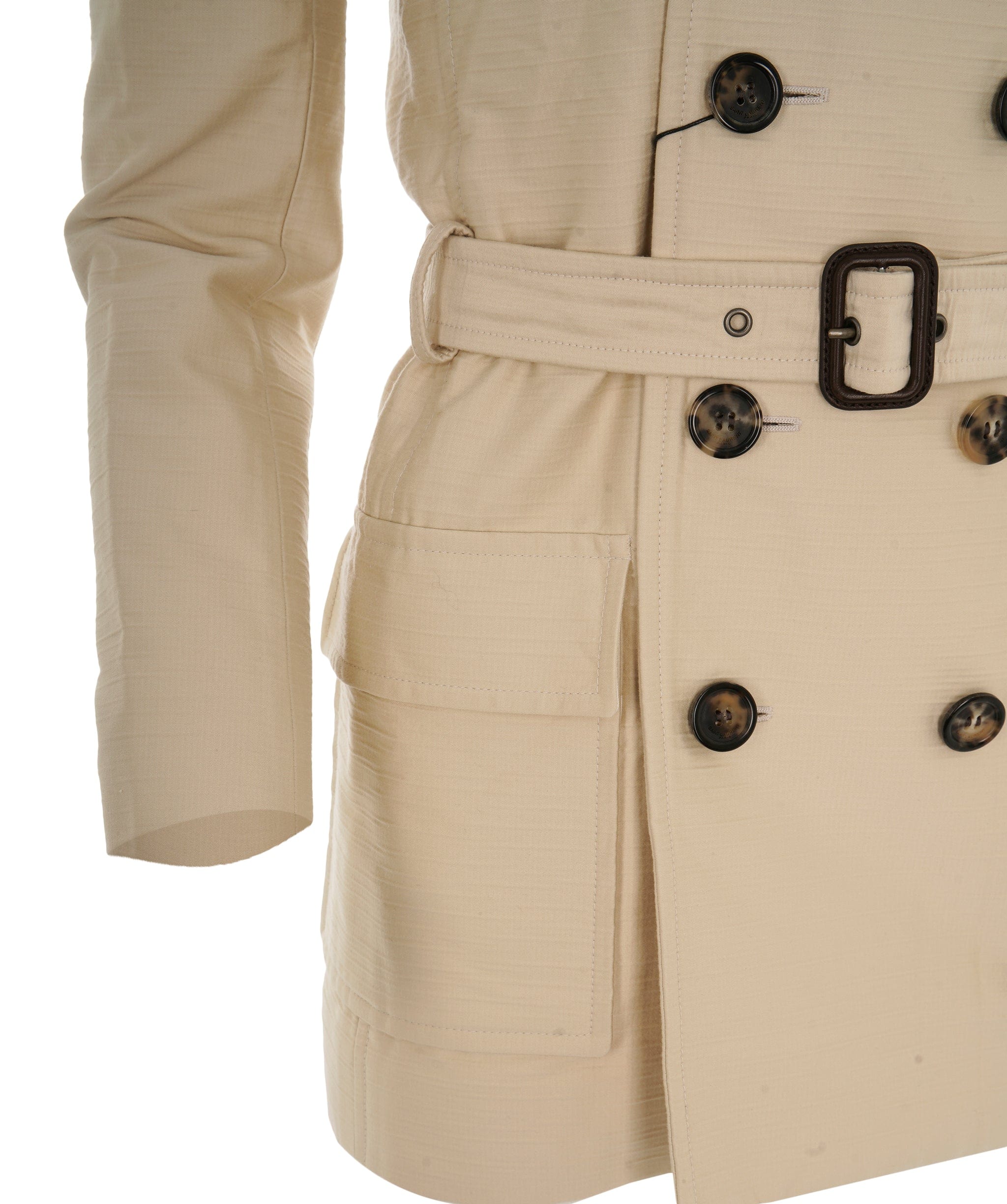 Yves Saint Laurent Saint Laurent Ivory Belted Trench Coat for Timeless Elegance ALC2434