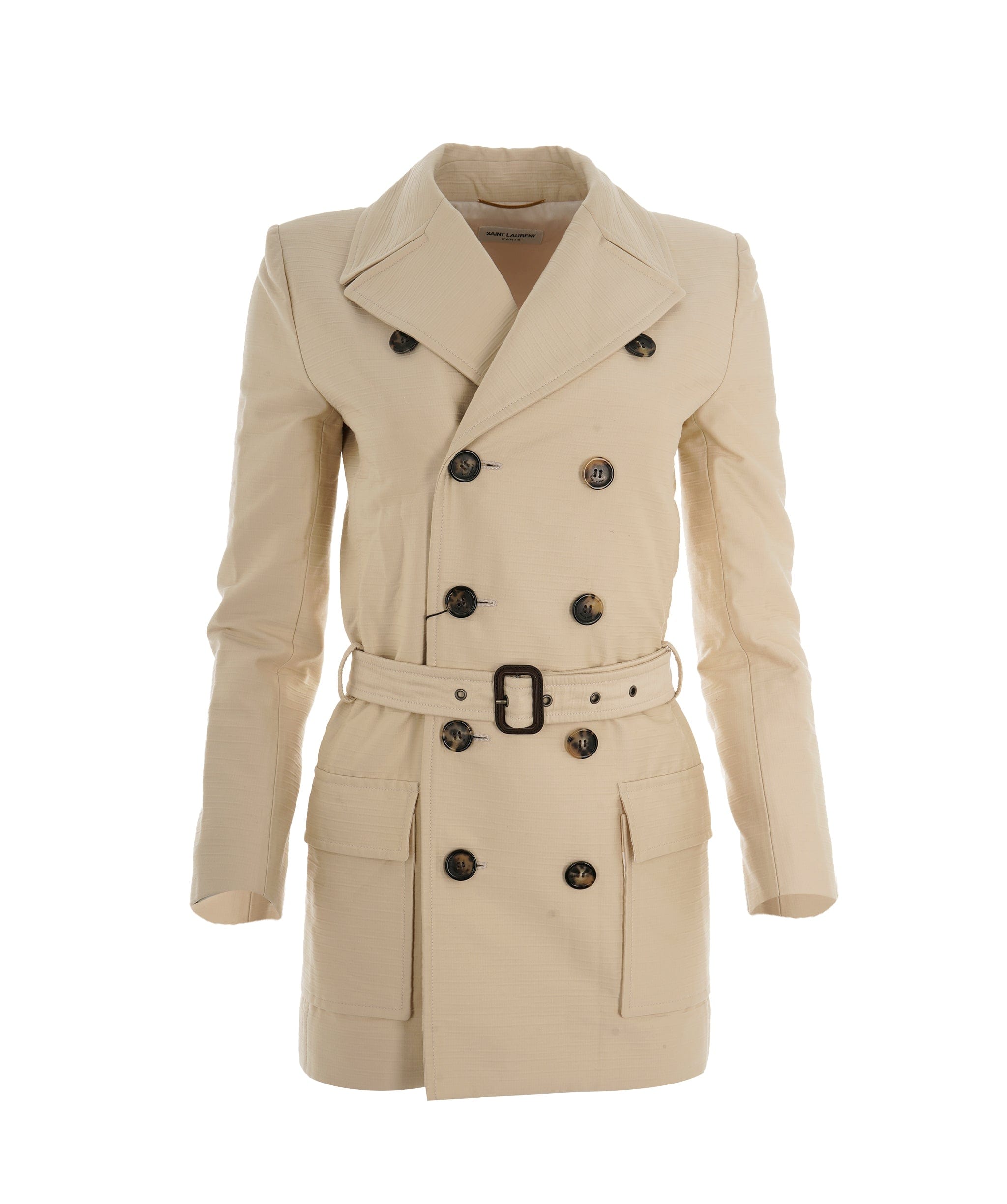 Yves Saint Laurent Saint Laurent Ivory Belted Trench Coat for Timeless Elegance ALC2434