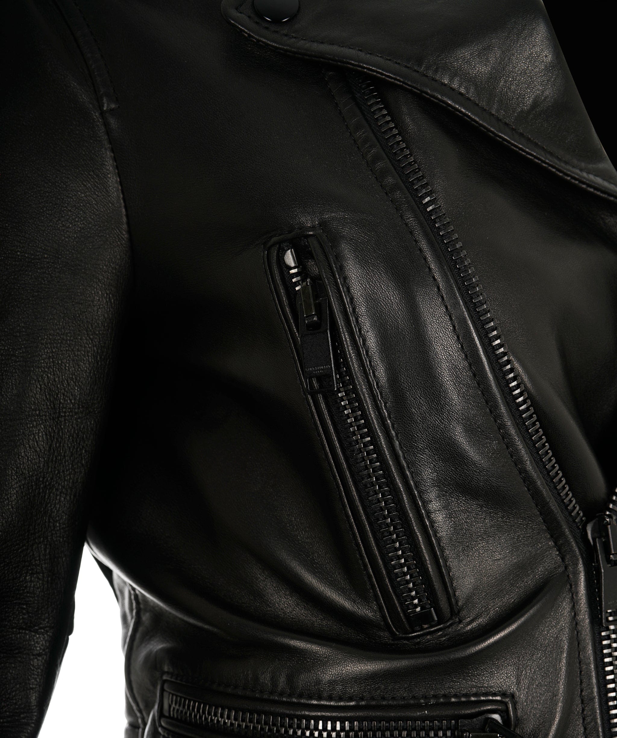 Yves Saint Laurent Saint Laurent – Signature Black Lambskin Leather Biker Jacket ALC2420