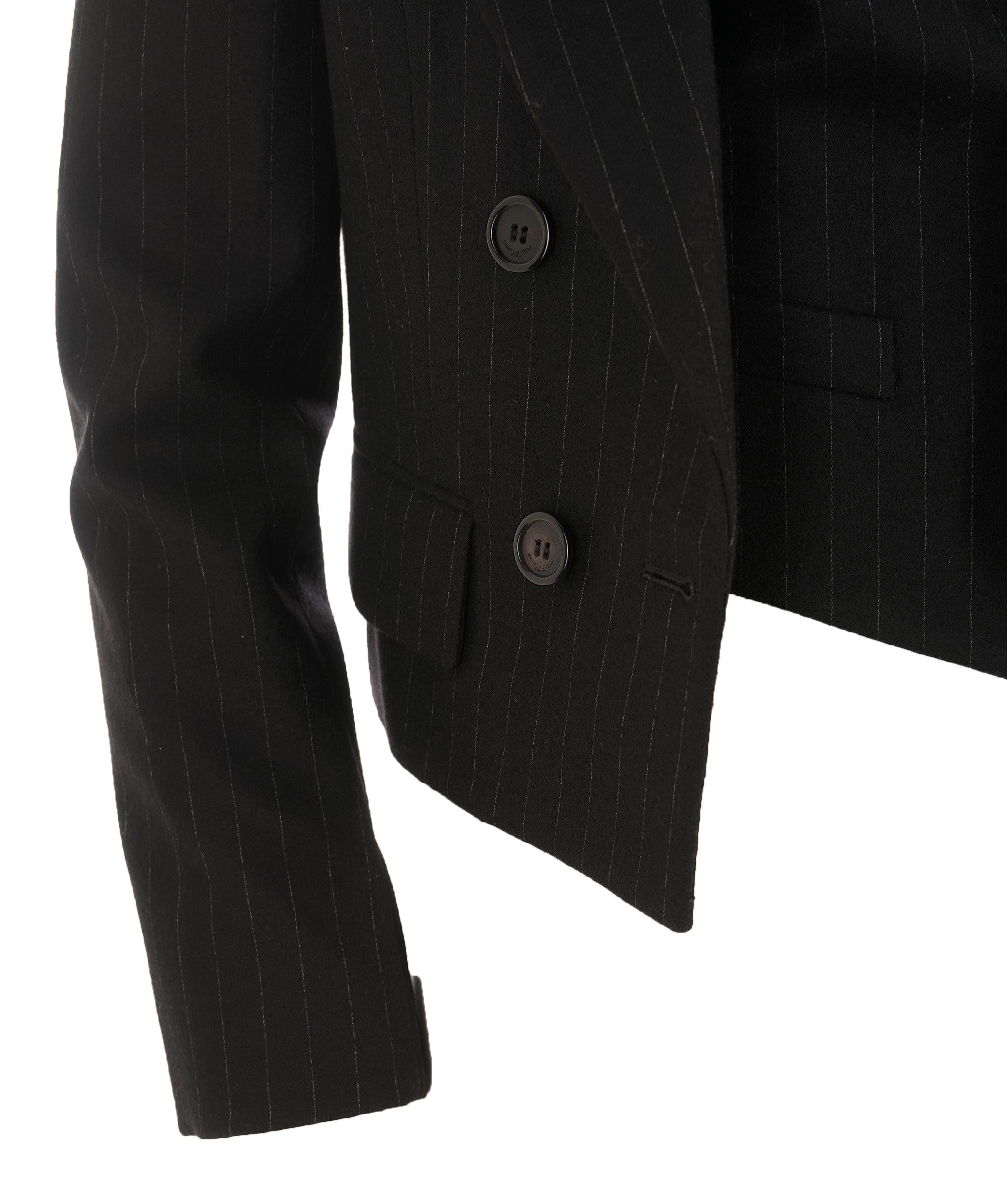 Yves Saint Laurent Saint Laurent Striped Detail Cropped Shoulder Padded Blazer ALC2618