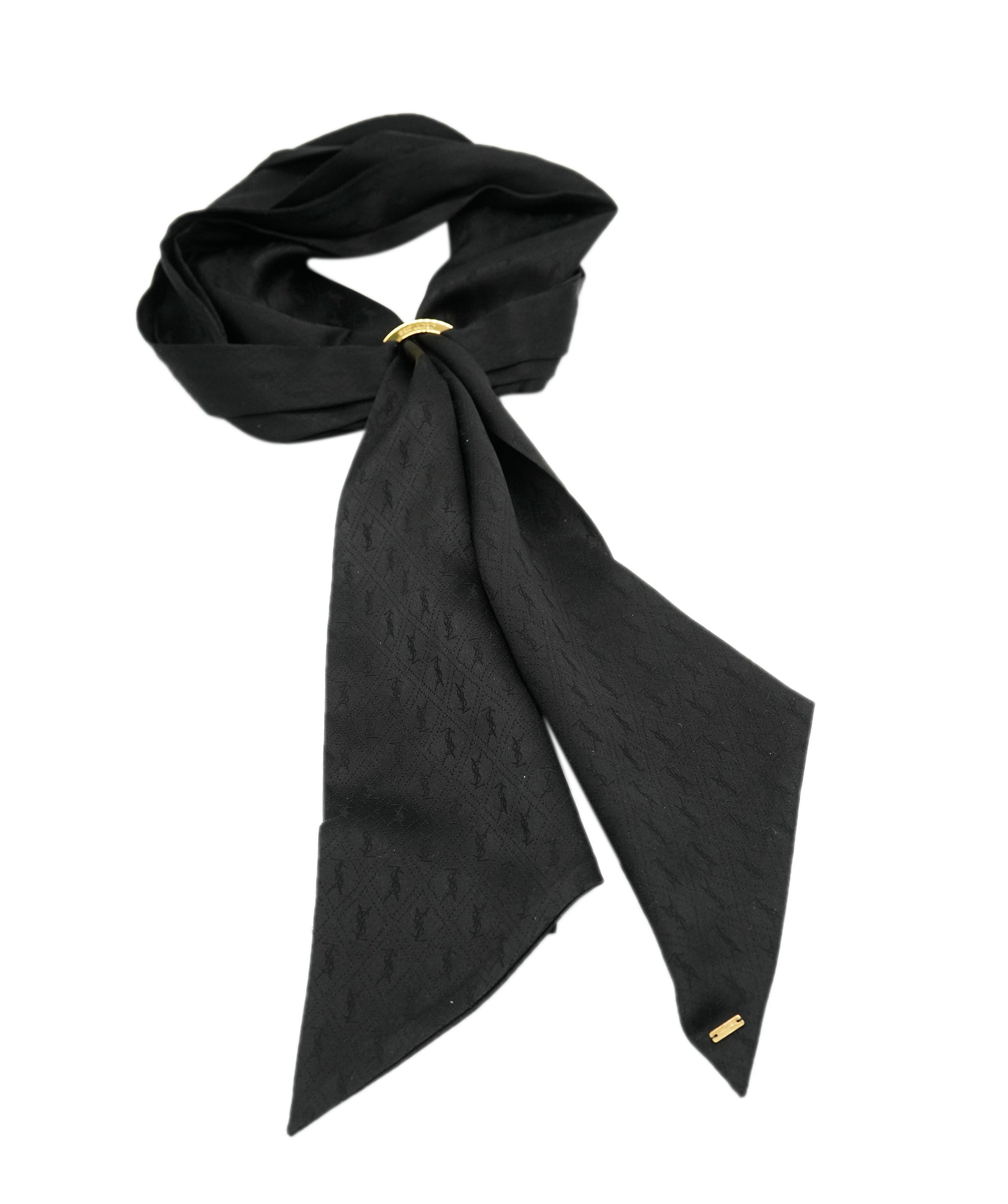 Yves Saint Laurent YSL Black Silk Twilly ALL0997