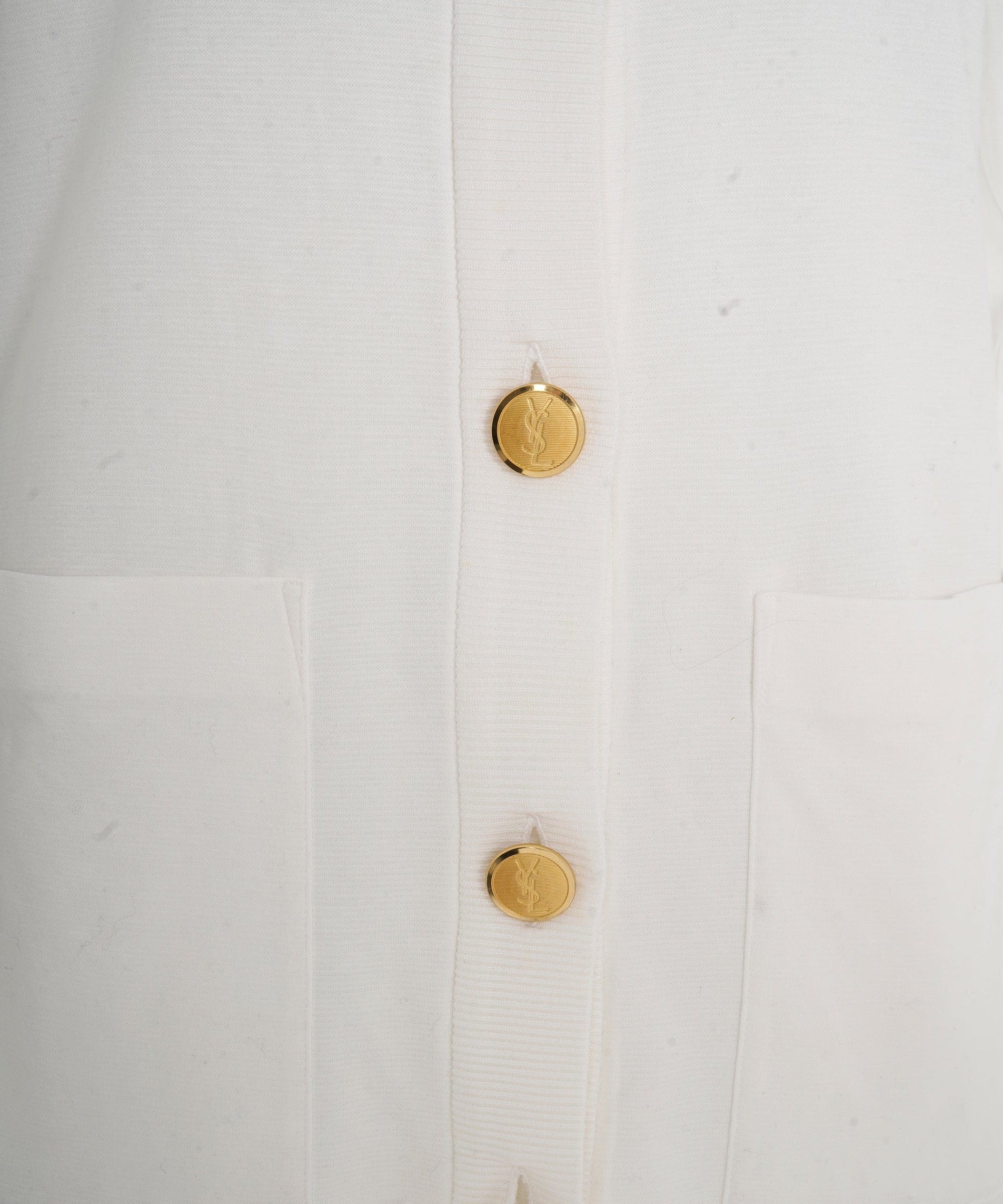 Yves Saint Laurent YSL Gold Buttons Cotton Cardigan White ASL10307