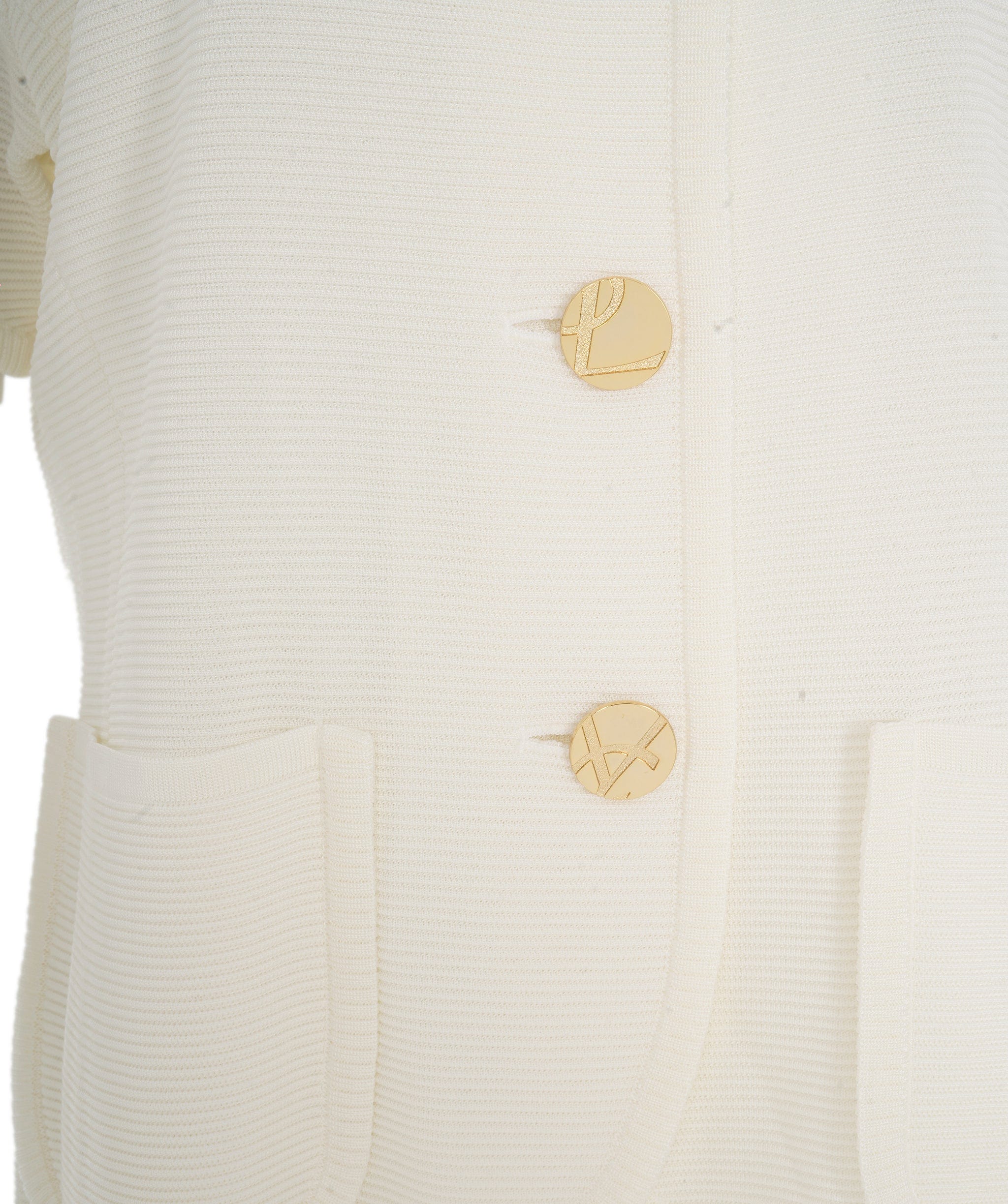 Yves Saint Laurent YSL Gold Buttons Knit Cardigan White ASL10500