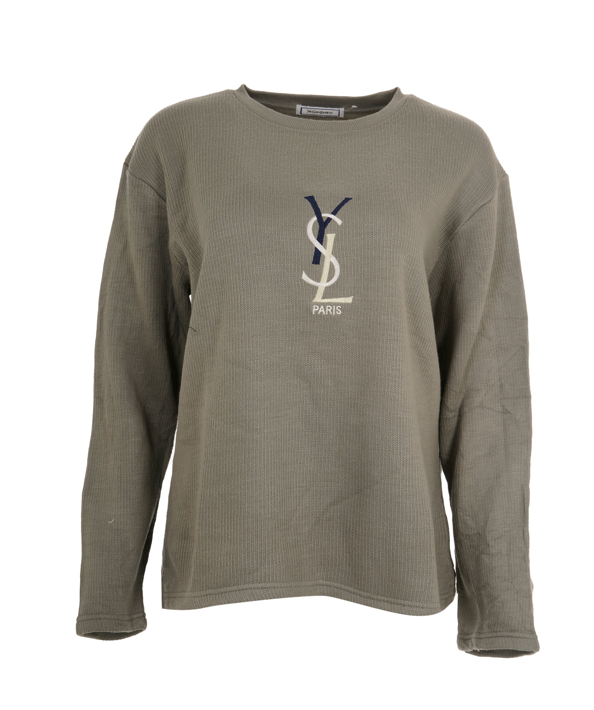 Yves Saint Laurent YSL Light Grey Logo Jumper L ALC3623