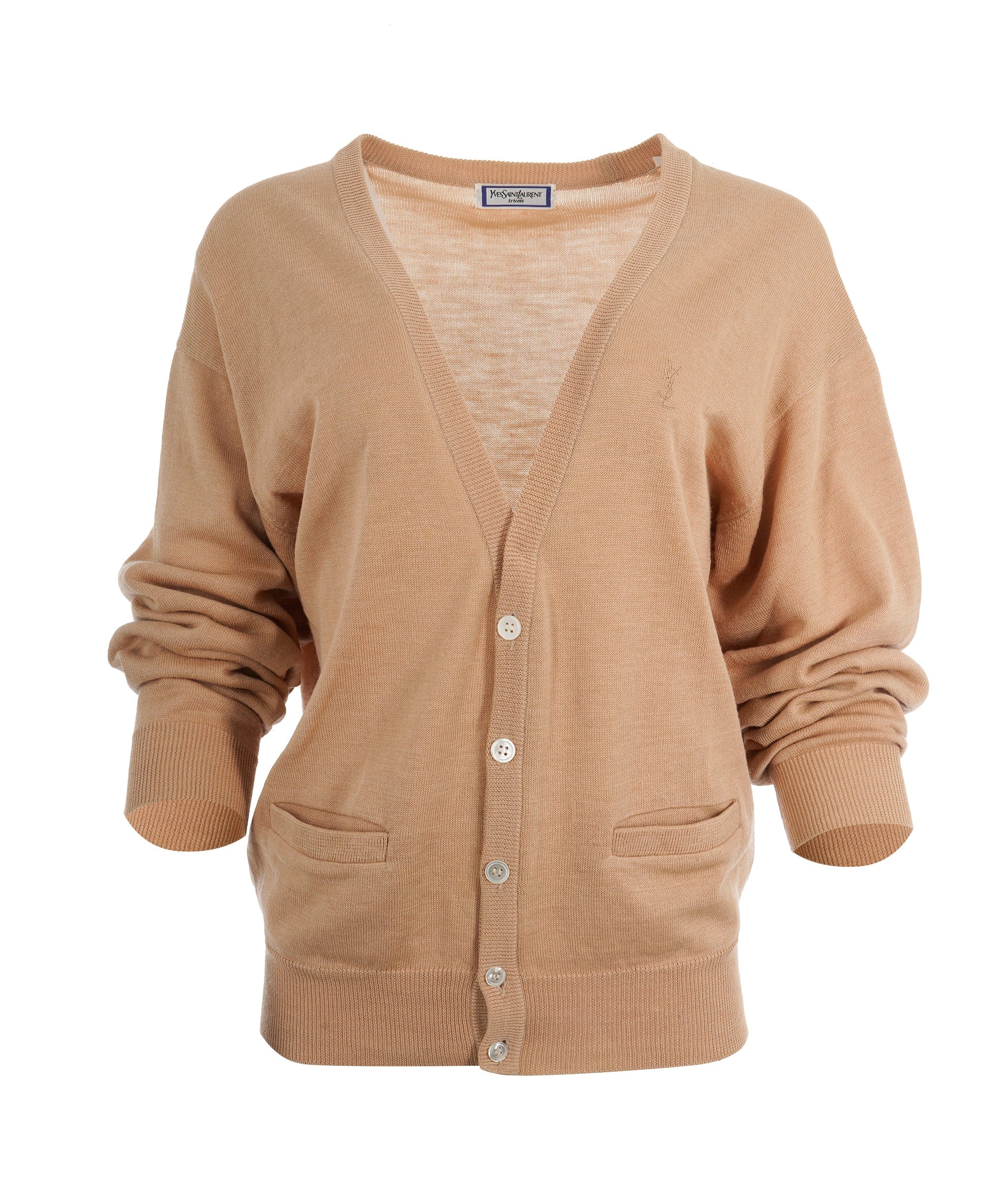 Yves Saint Laurent YSL Logo Cardigan Beige ASL10489