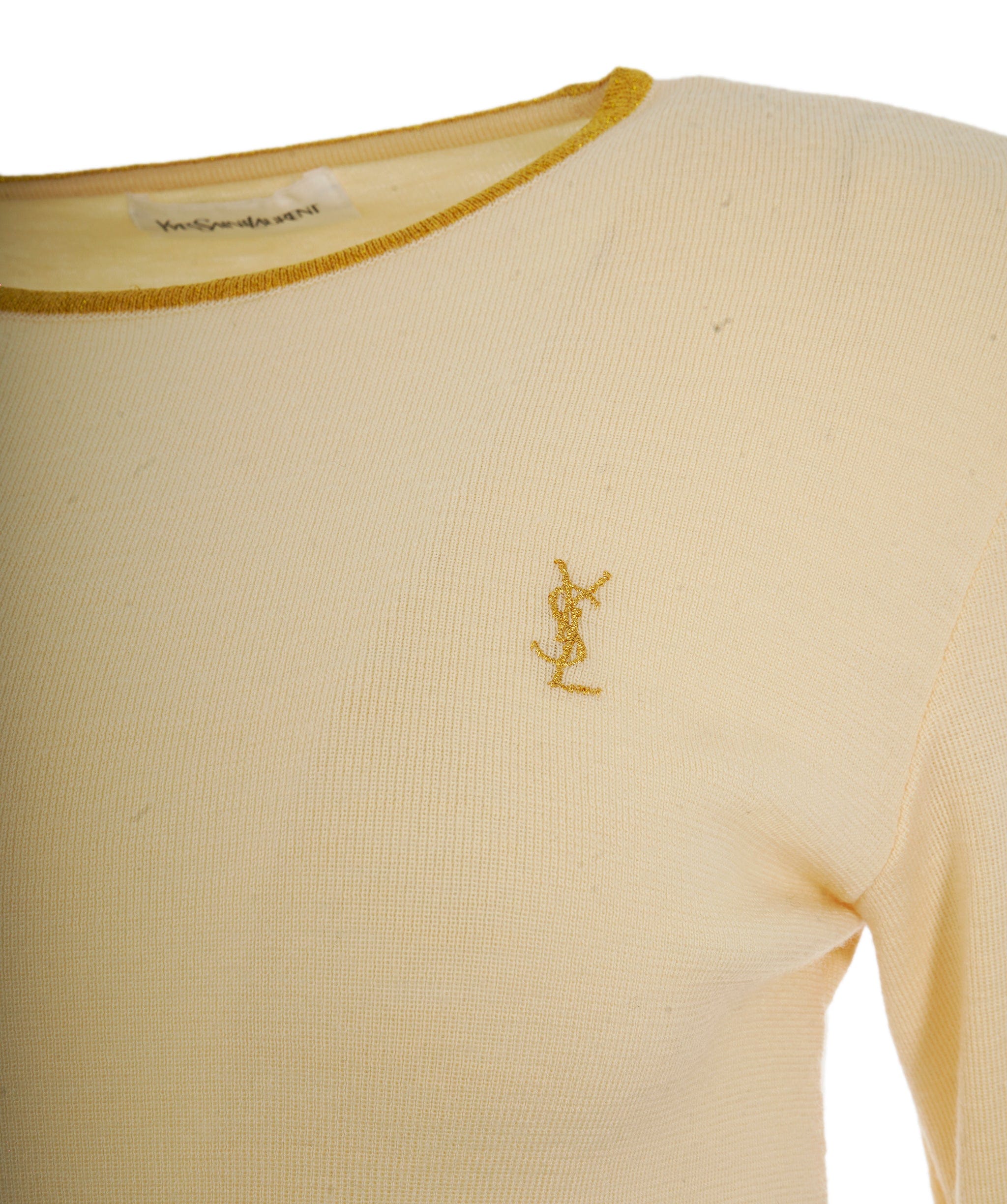 Yves Saint Laurent YSL Logo Sweater Cream Gold ASL10521