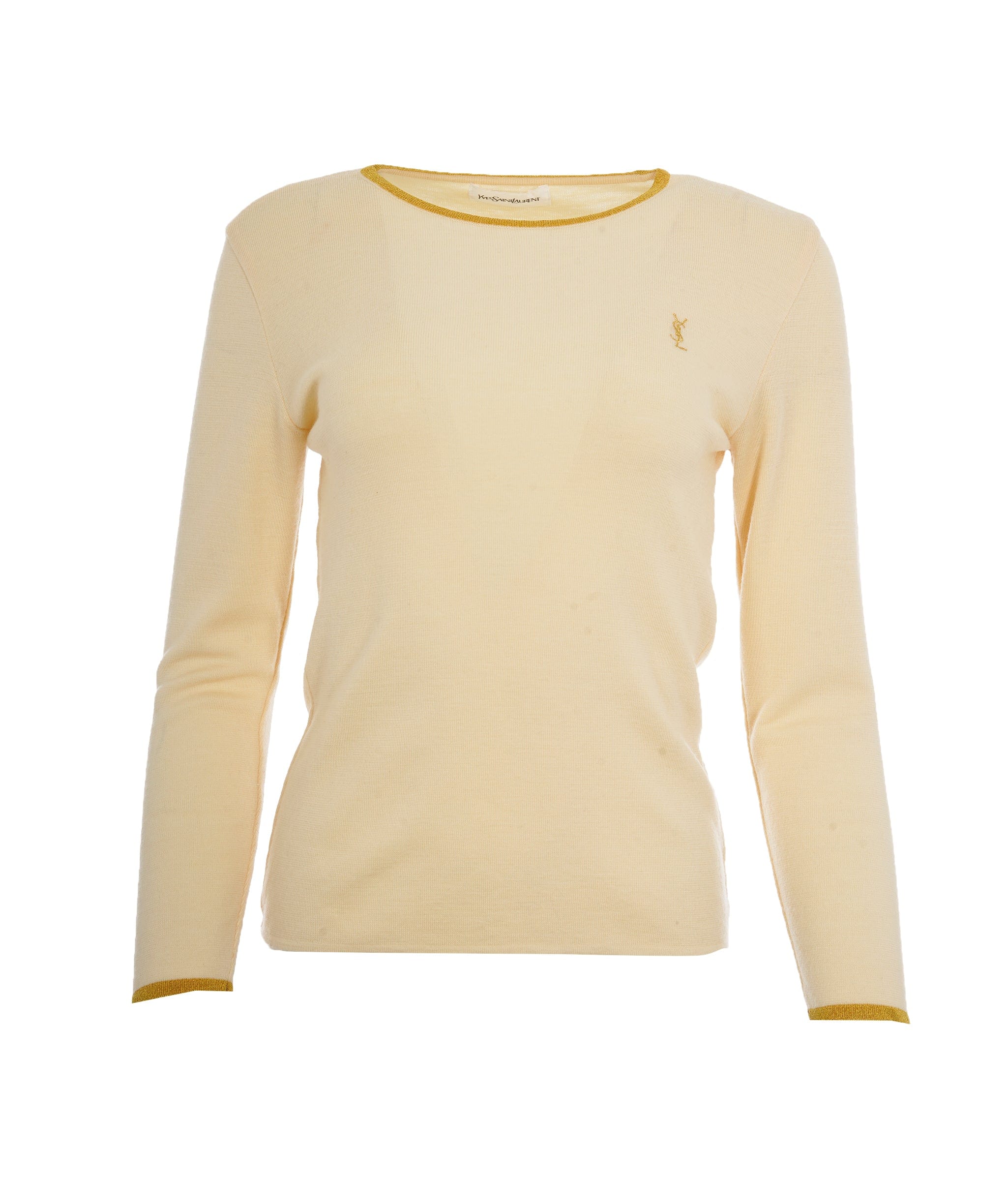 Yves Saint Laurent YSL Logo Sweater Cream Gold ASL10521